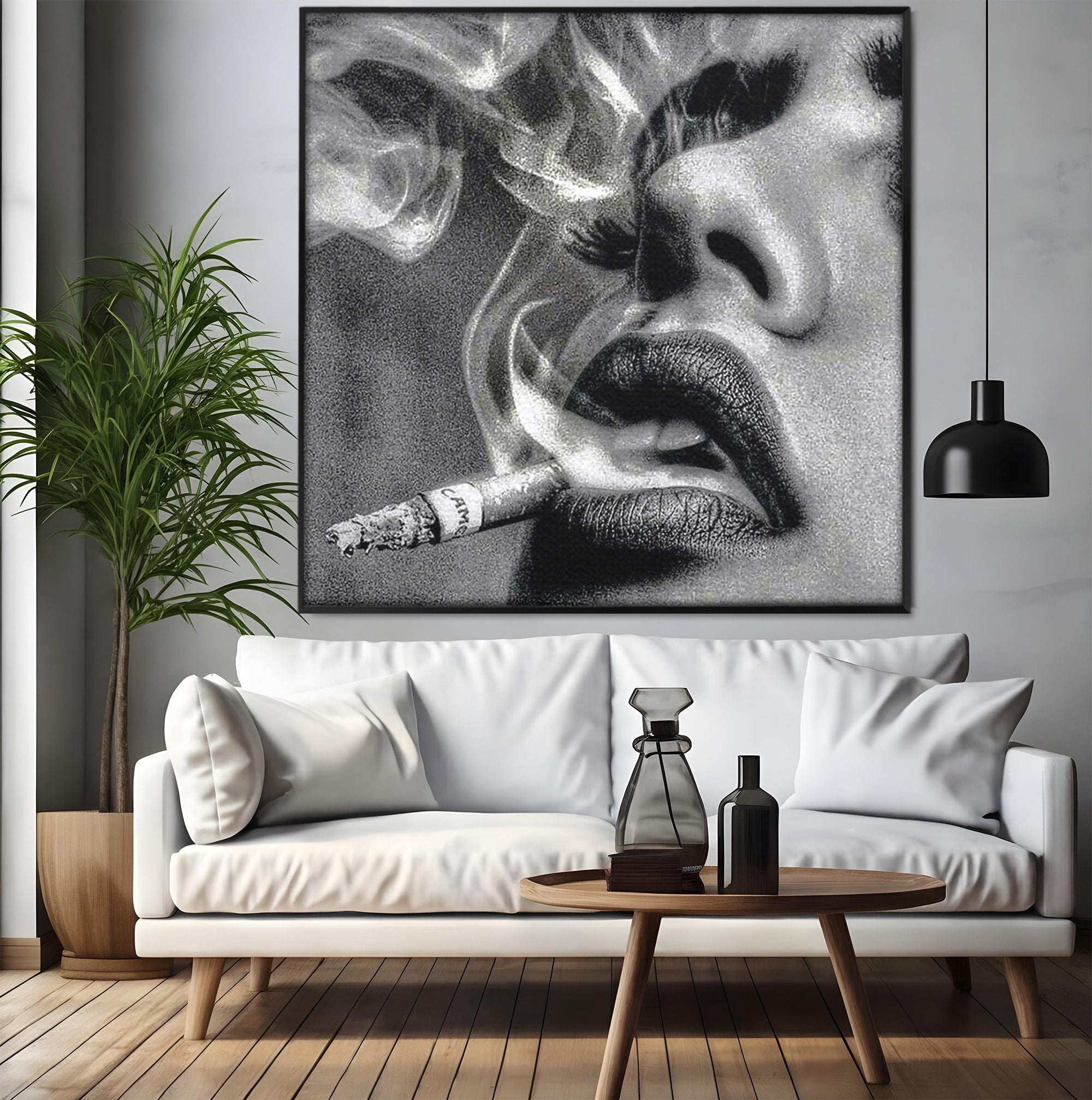 Tablou Canvas Premium LuxCanva® PI1042, Fumatoare Misterioasa, Fumatoare, Portret, Fum, Arta Abstracta, Living, Dormitor, Culori Vibrante