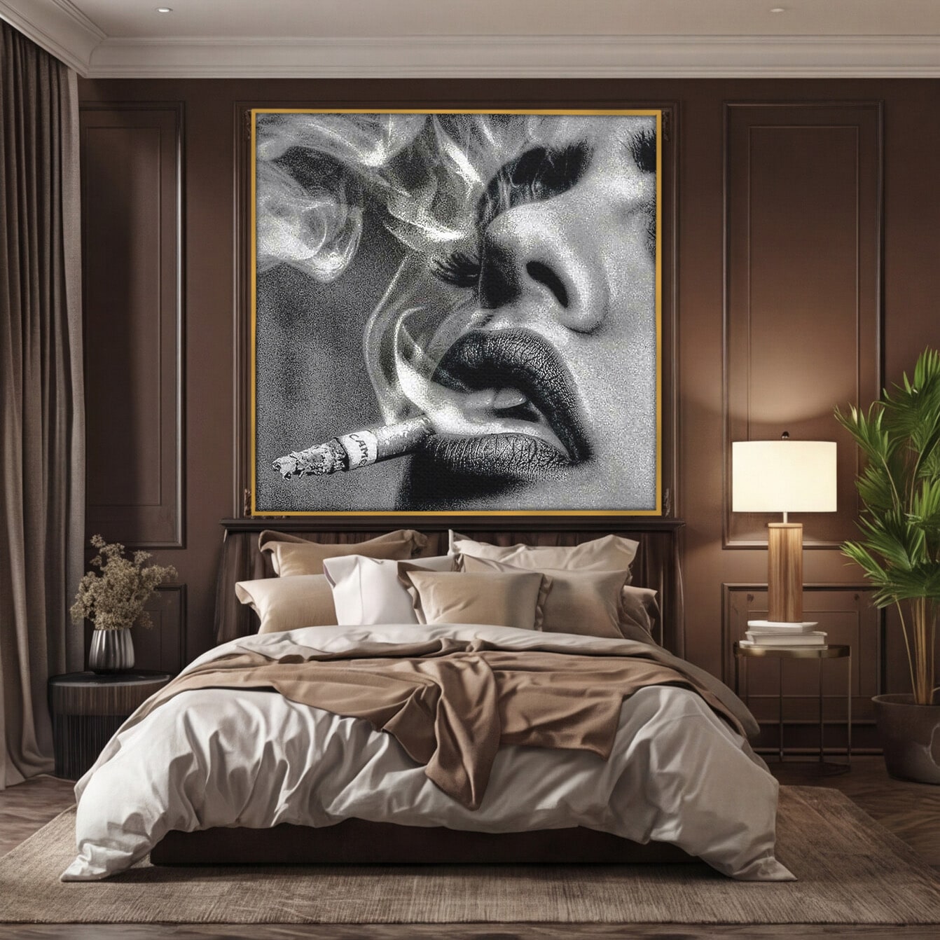 Tablou Canvas Premium LuxCanva® PI1042, Fumatoare Misterioasa, Fumatoare, Portret, Fum, Arta Abstracta, Living, Dormitor, Culori Vibrante