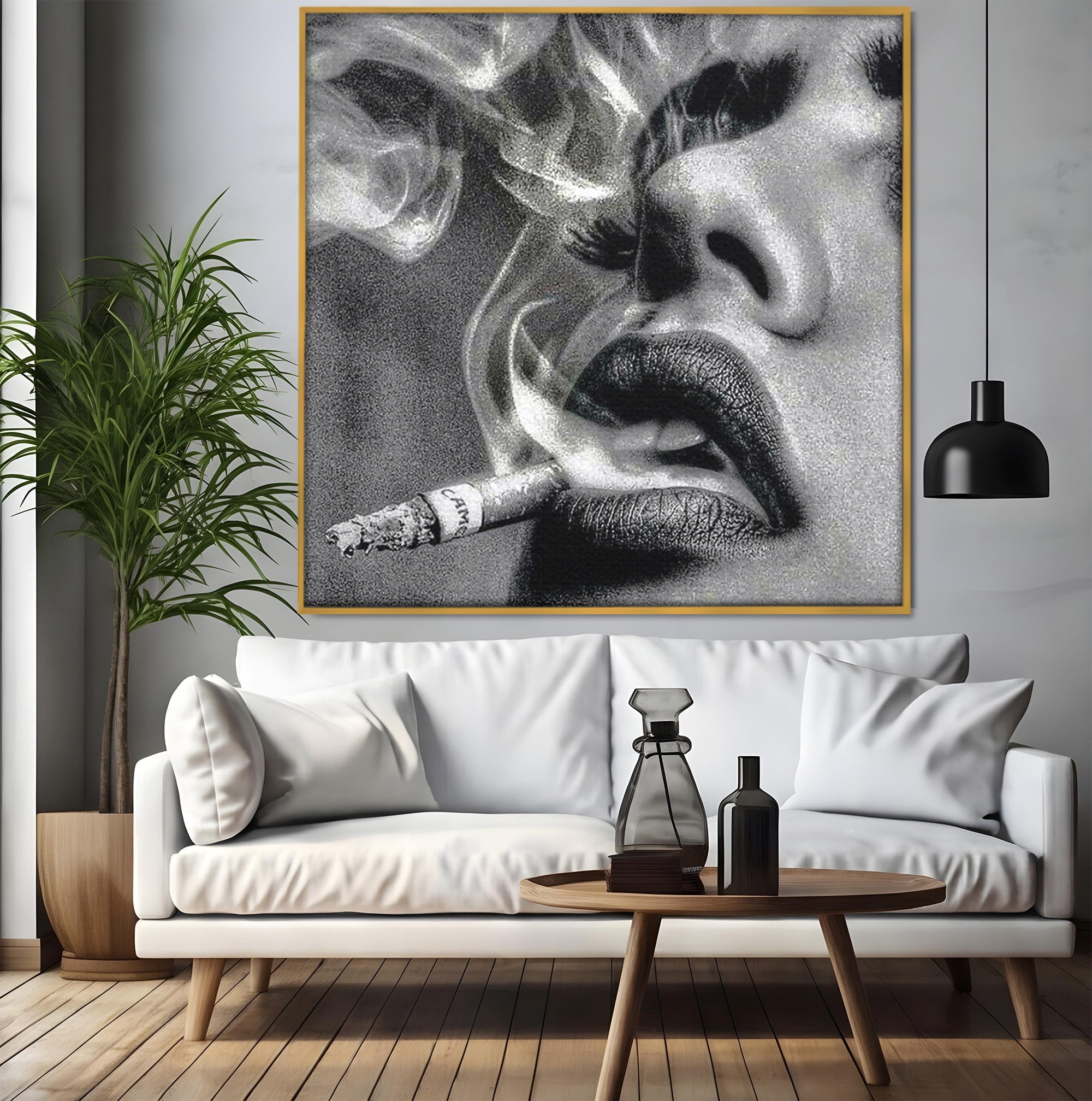 Tablou Canvas Premium LuxCanva® PI1042, Fumatoare Misterioasa, Fumatoare, Portret, Fum, Arta Abstracta, Living, Dormitor, Culori Vibrante