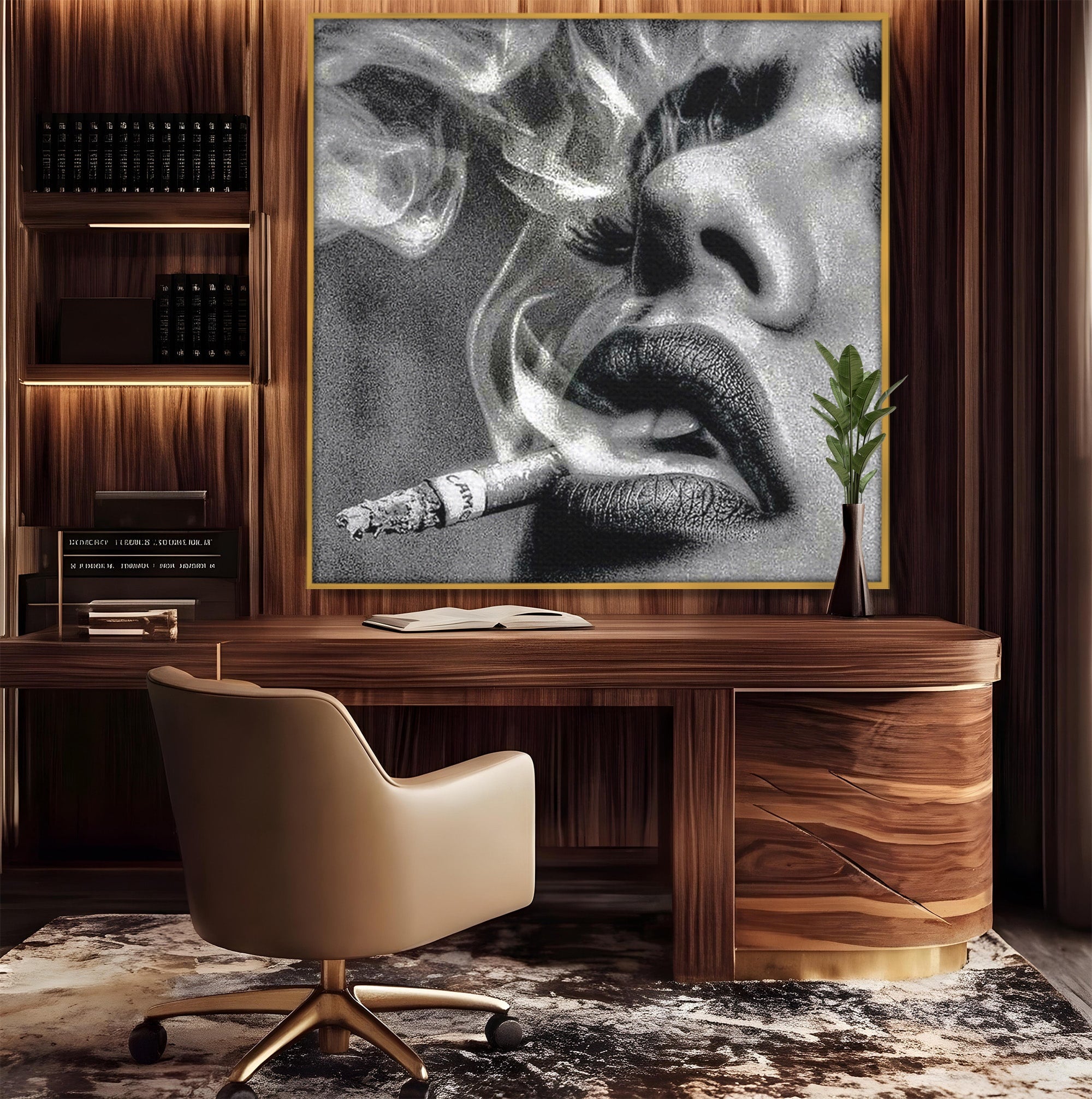 Tablou Canvas Premium LuxCanva® PI1042, Fumatoare Misterioasa, Fumatoare, Portret, Fum, Arta Abstracta, Living, Dormitor, Culori Vibrante