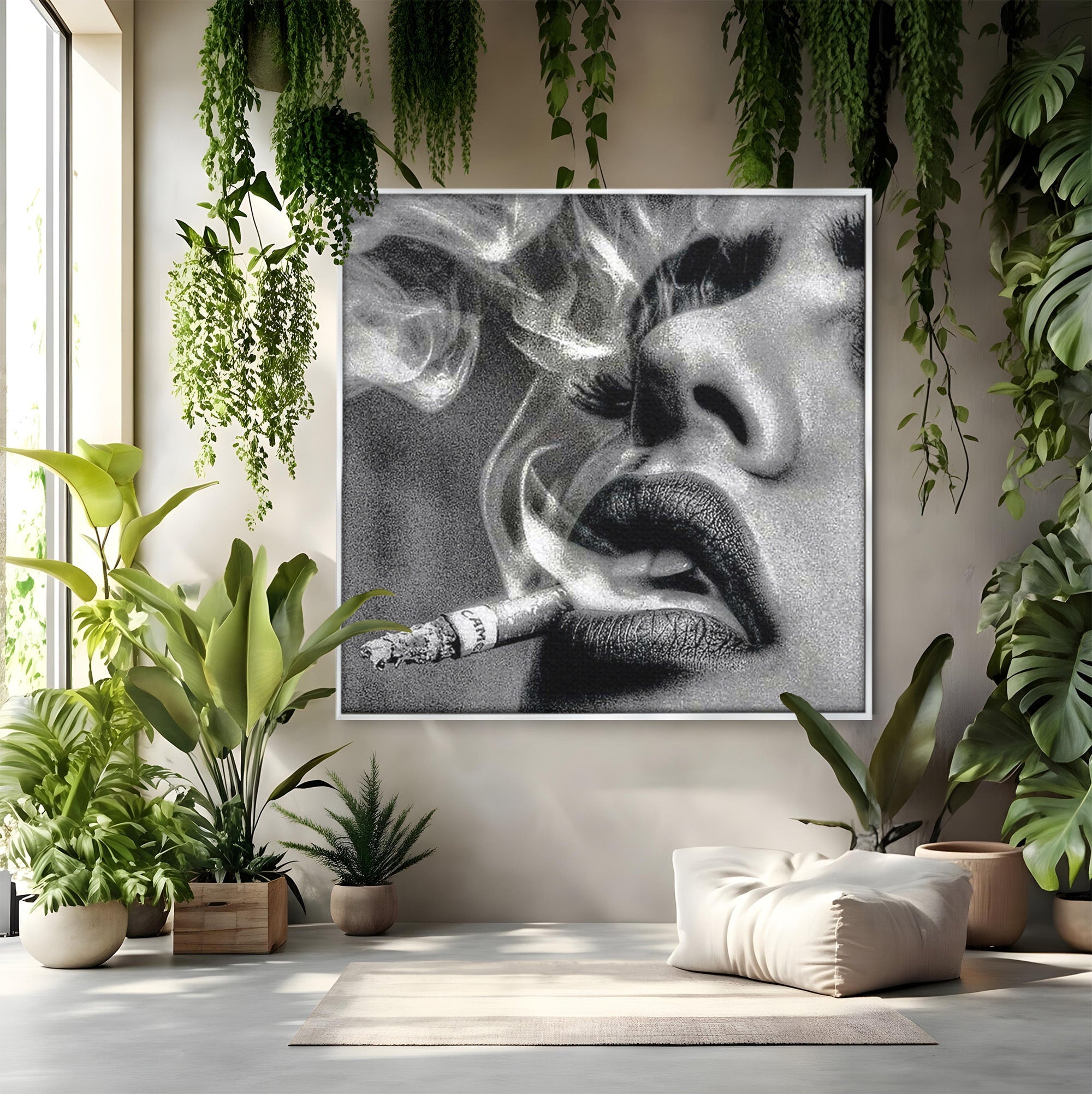 Tablou Canvas Premium LuxCanva® PI1042, Fumatoare Misterioasa, Fumatoare, Portret, Fum, Arta Abstracta, Living, Dormitor, Culori Vibrante