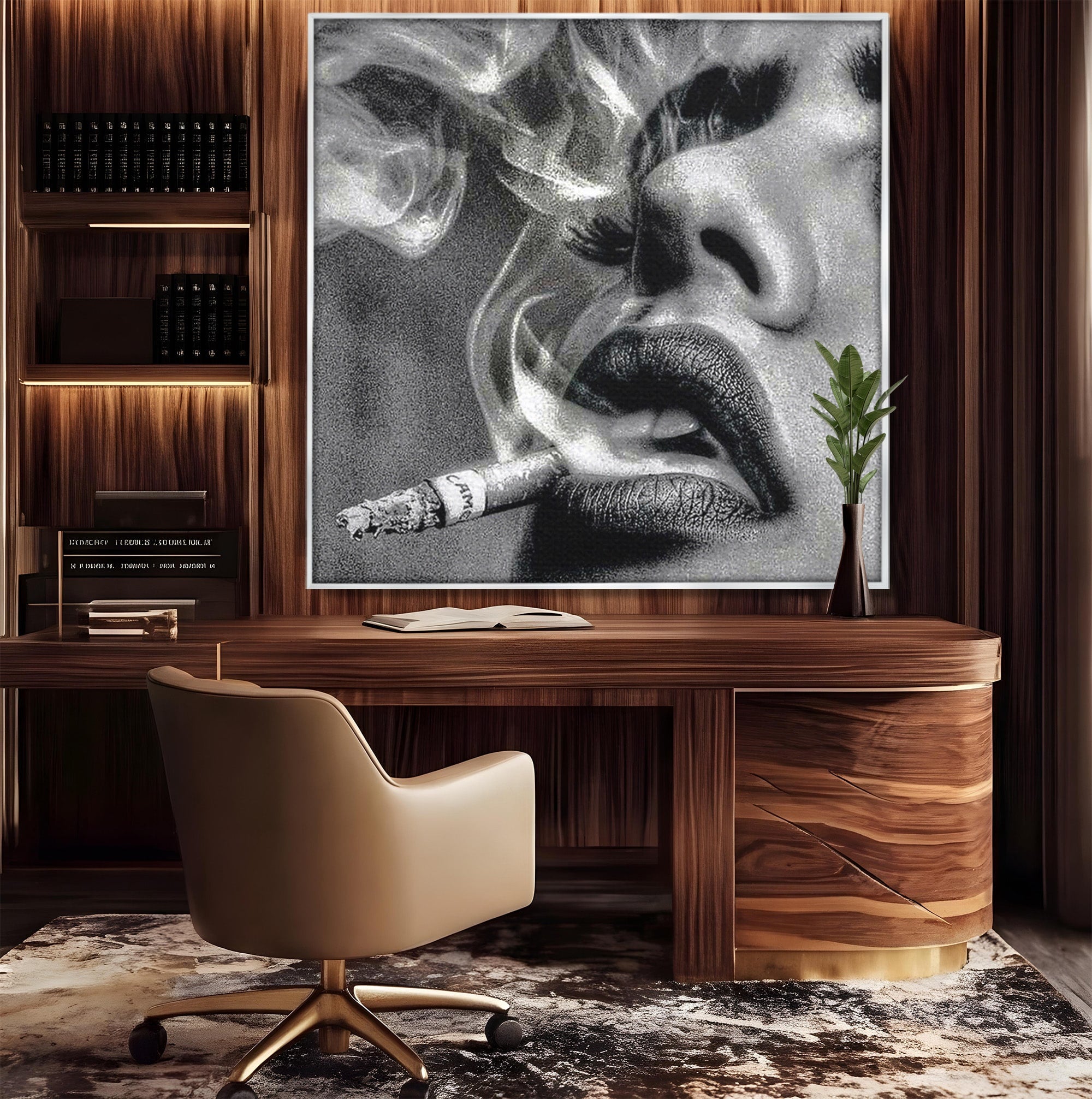 Tablou Canvas Premium LuxCanva® PI1042, Fumatoare Misterioasa, Fumatoare, Portret, Fum, Arta Abstracta, Living, Dormitor, Culori Vibrante
