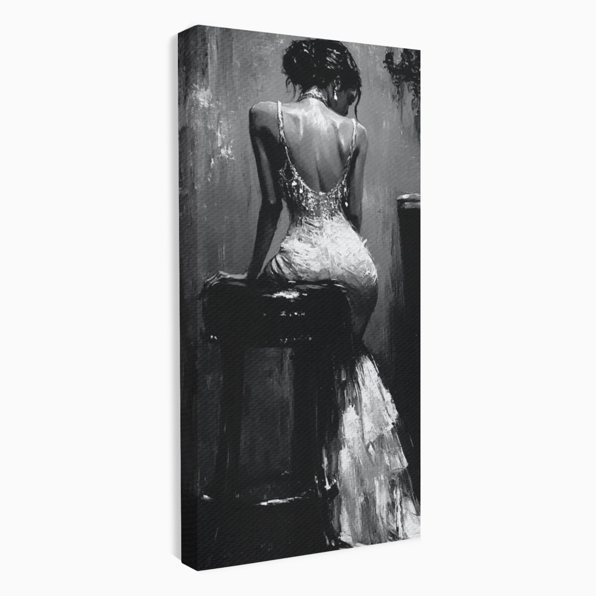 Tablou Canvas Premium LuxCanva® PI1043, Eleganta In Negru, Femeie, Eleganta, Portret, Arta, Dormitor, Culori Vibrante