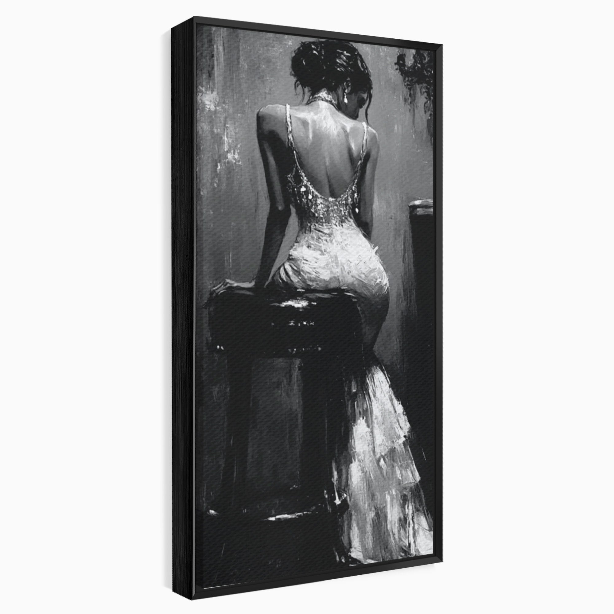 Tablou Canvas Premium LuxCanva® PI1043, Eleganta In Negru, Femeie, Eleganta, Portret, Arta, Dormitor, Culori Vibrante