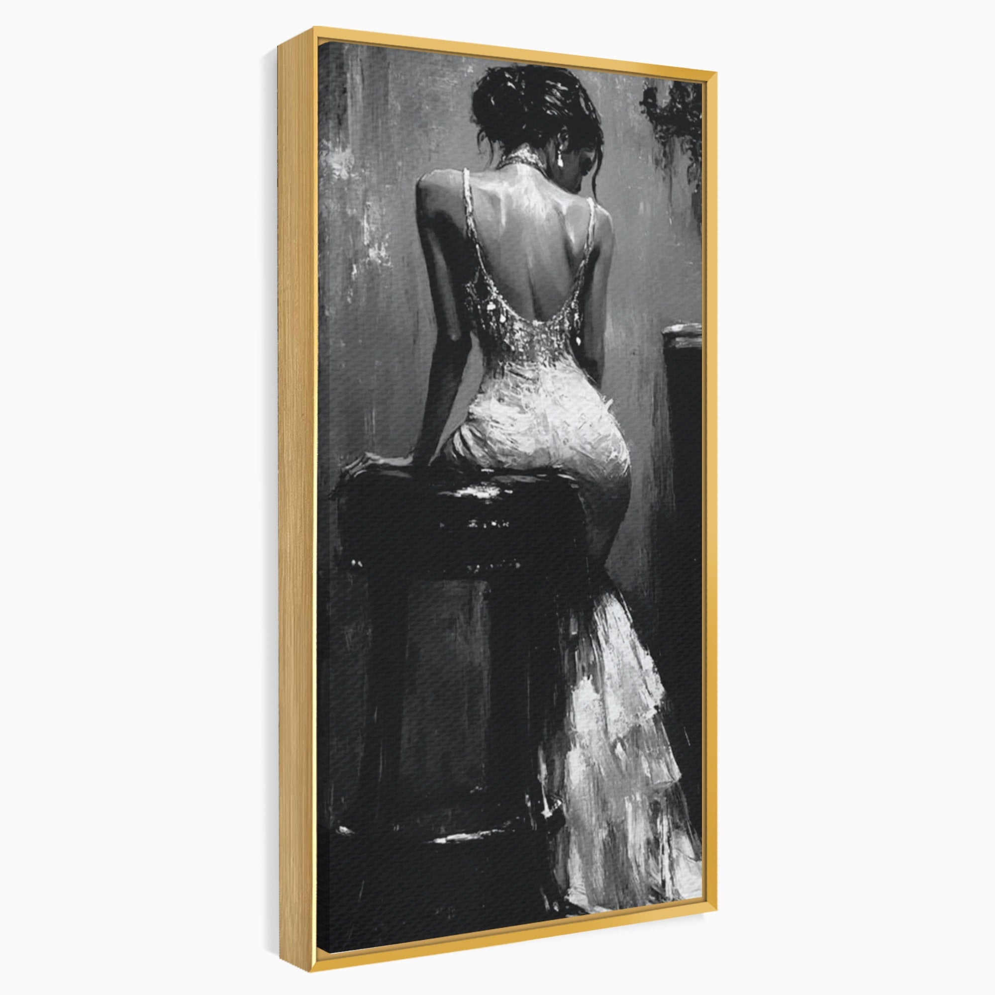 Tablou Canvas Premium LuxCanva® PI1043, Eleganta In Negru, Femeie, Eleganta, Portret, Arta, Dormitor, Culori Vibrante