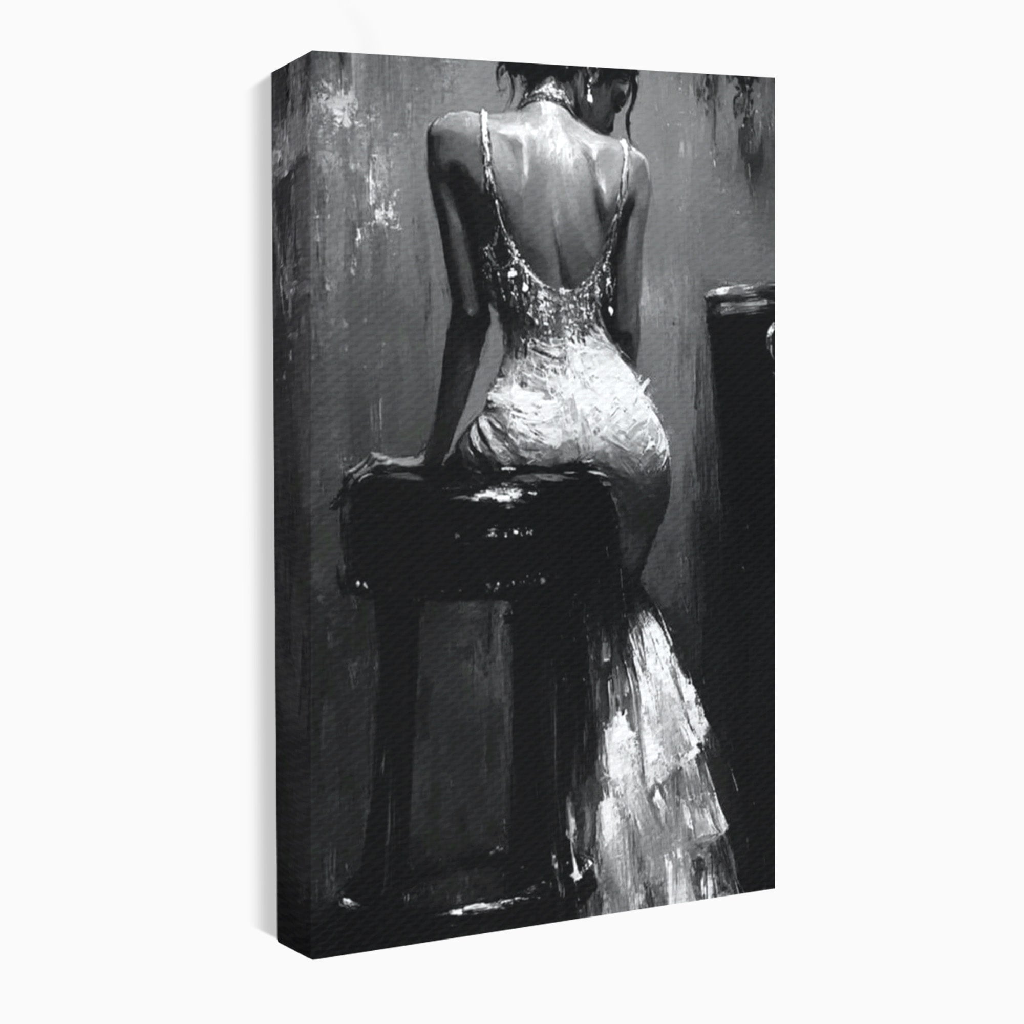 Tablou Canvas Premium LuxCanva® PI1043, Eleganta In Negru, Femeie, Eleganta, Portret, Arta, Dormitor, Culori Vibrante