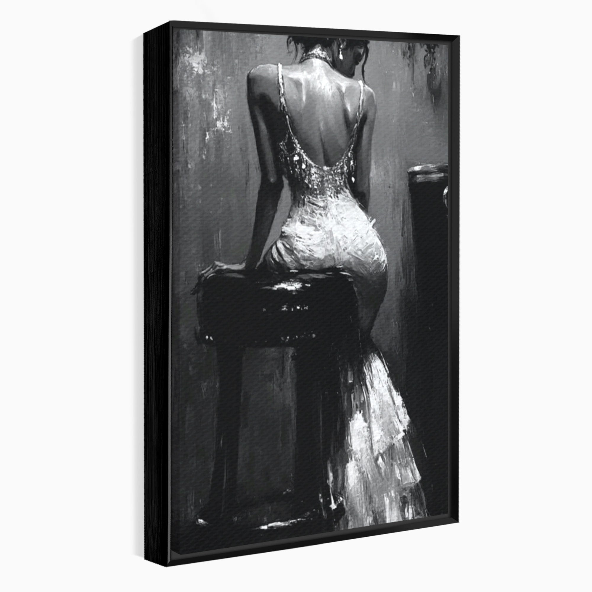 Tablou Canvas Premium LuxCanva® PI1043, Eleganta In Negru, Femeie, Eleganta, Portret, Arta, Dormitor, Culori Vibrante