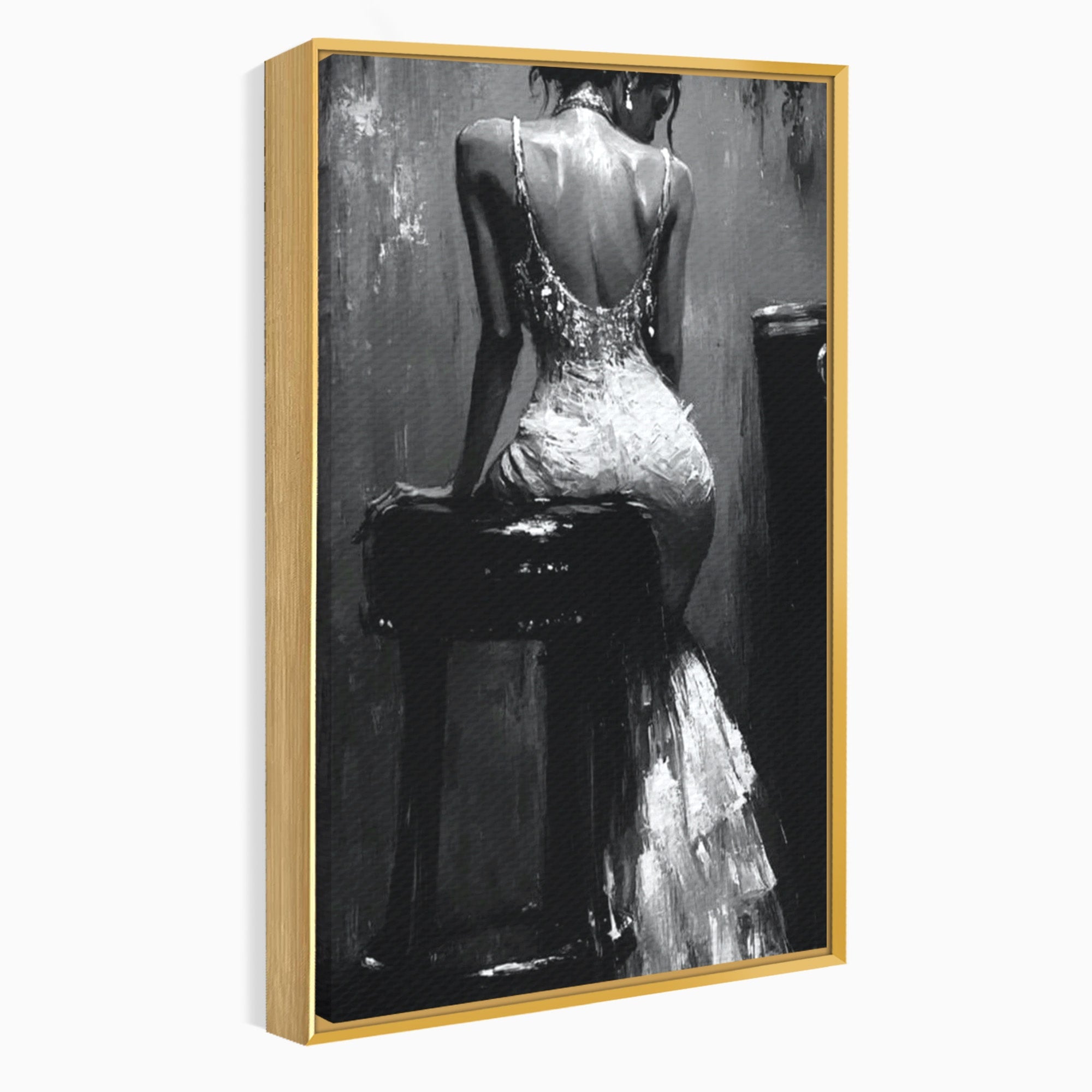 Tablou Canvas Premium LuxCanva® PI1043, Eleganta In Negru, Femeie, Eleganta, Portret, Arta, Dormitor, Culori Vibrante