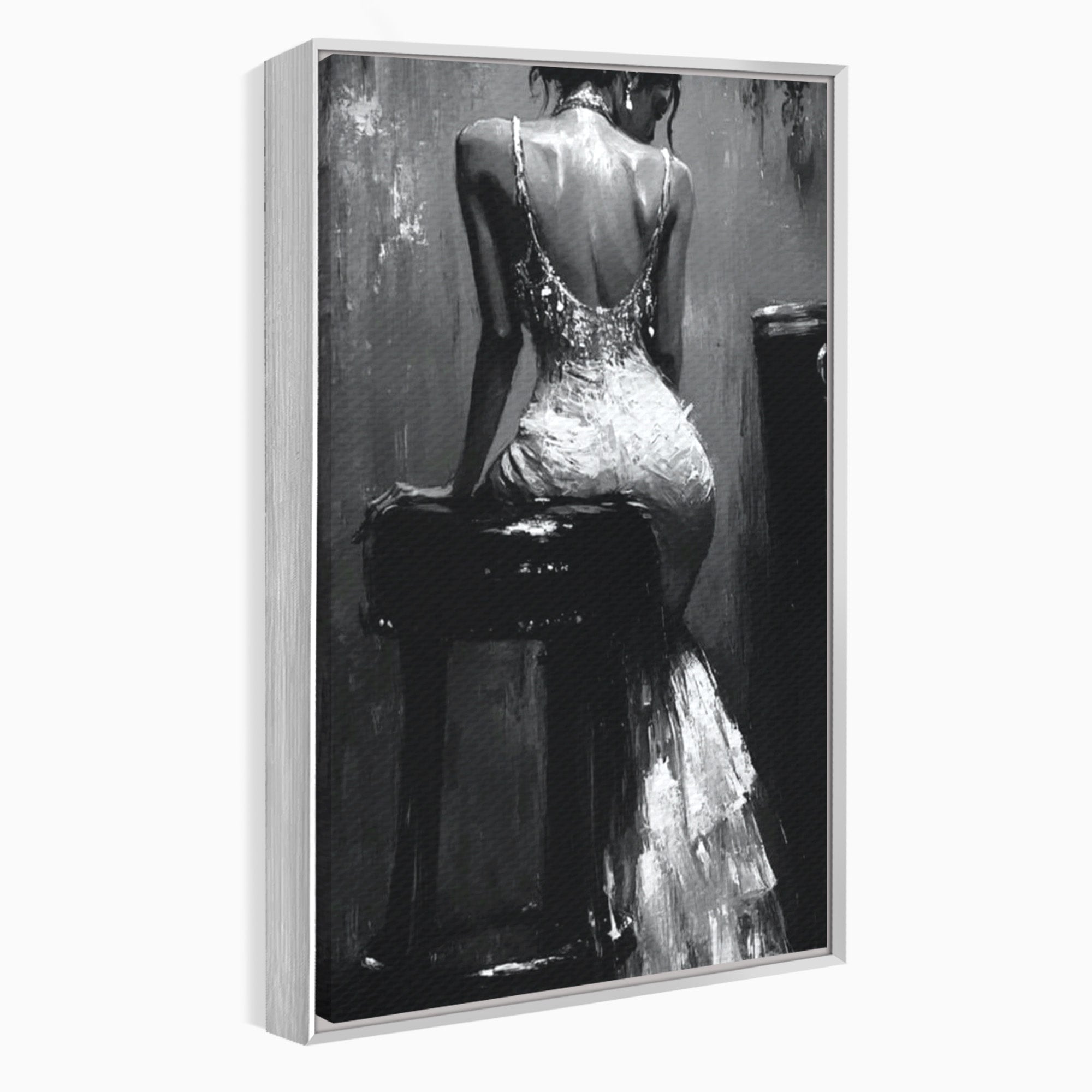 Tablou Canvas Premium LuxCanva® PI1043, Eleganta In Negru, Femeie, Eleganta, Portret, Arta, Dormitor, Culori Vibrante