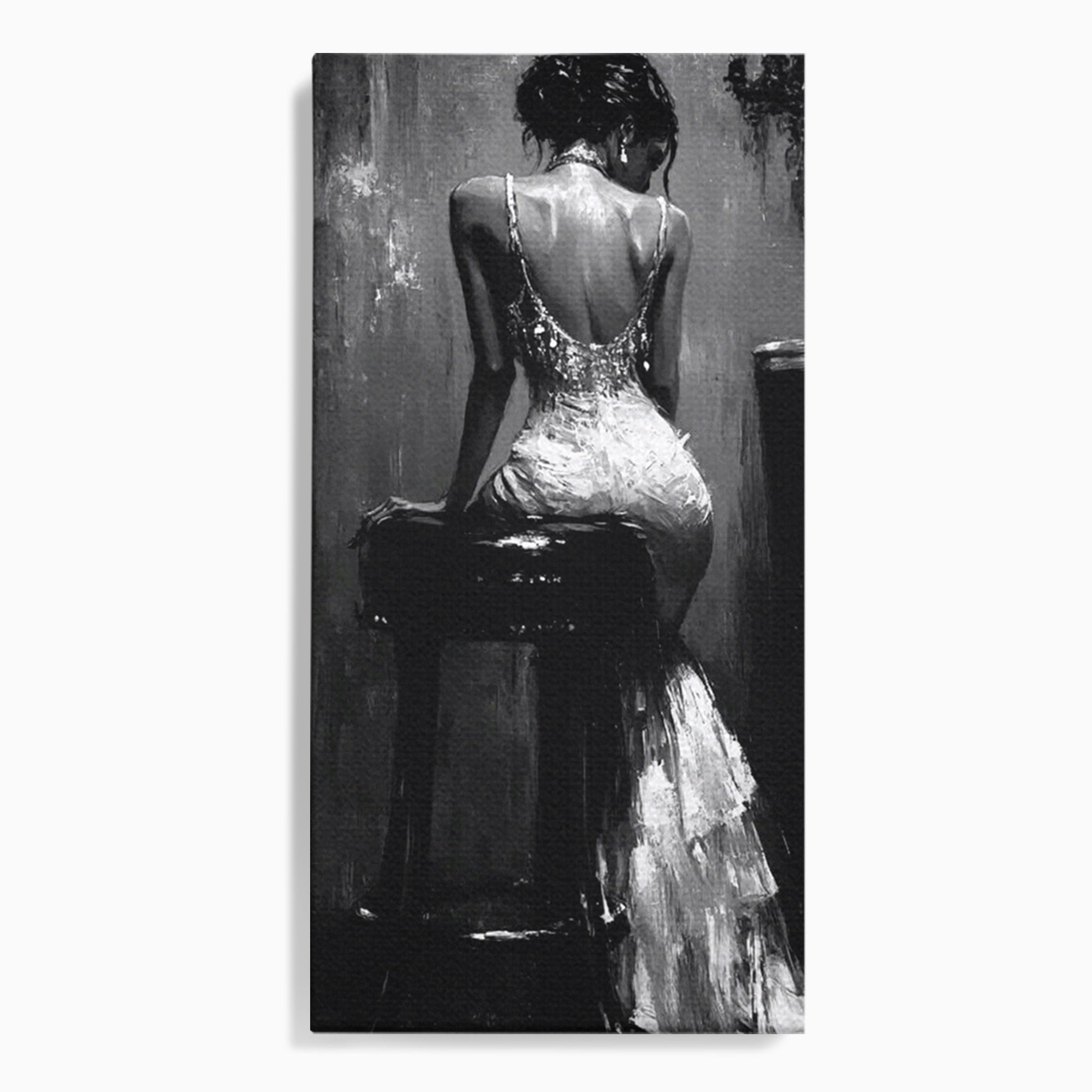 Tablou Canvas Premium LuxCanva® PI1043, Eleganta In Negru, Femeie, Eleganta, Portret, Arta, Dormitor, Culori Vibrante