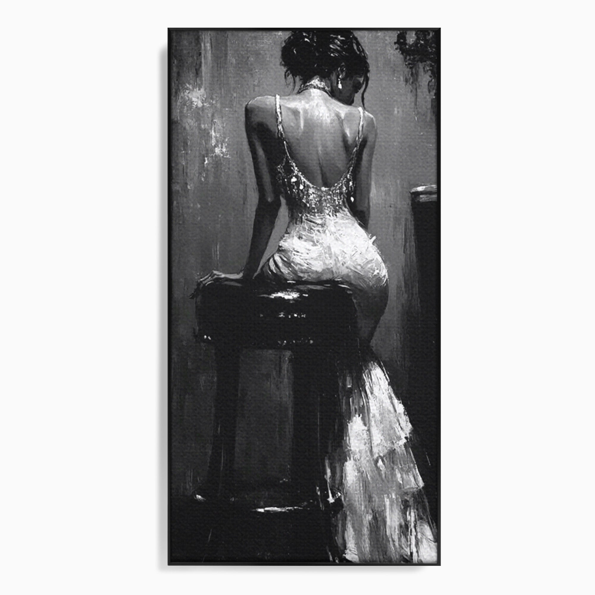 Tablou Canvas Premium LuxCanva® PI1043, Eleganta In Negru, Femeie, Eleganta, Portret, Arta, Dormitor, Culori Vibrante