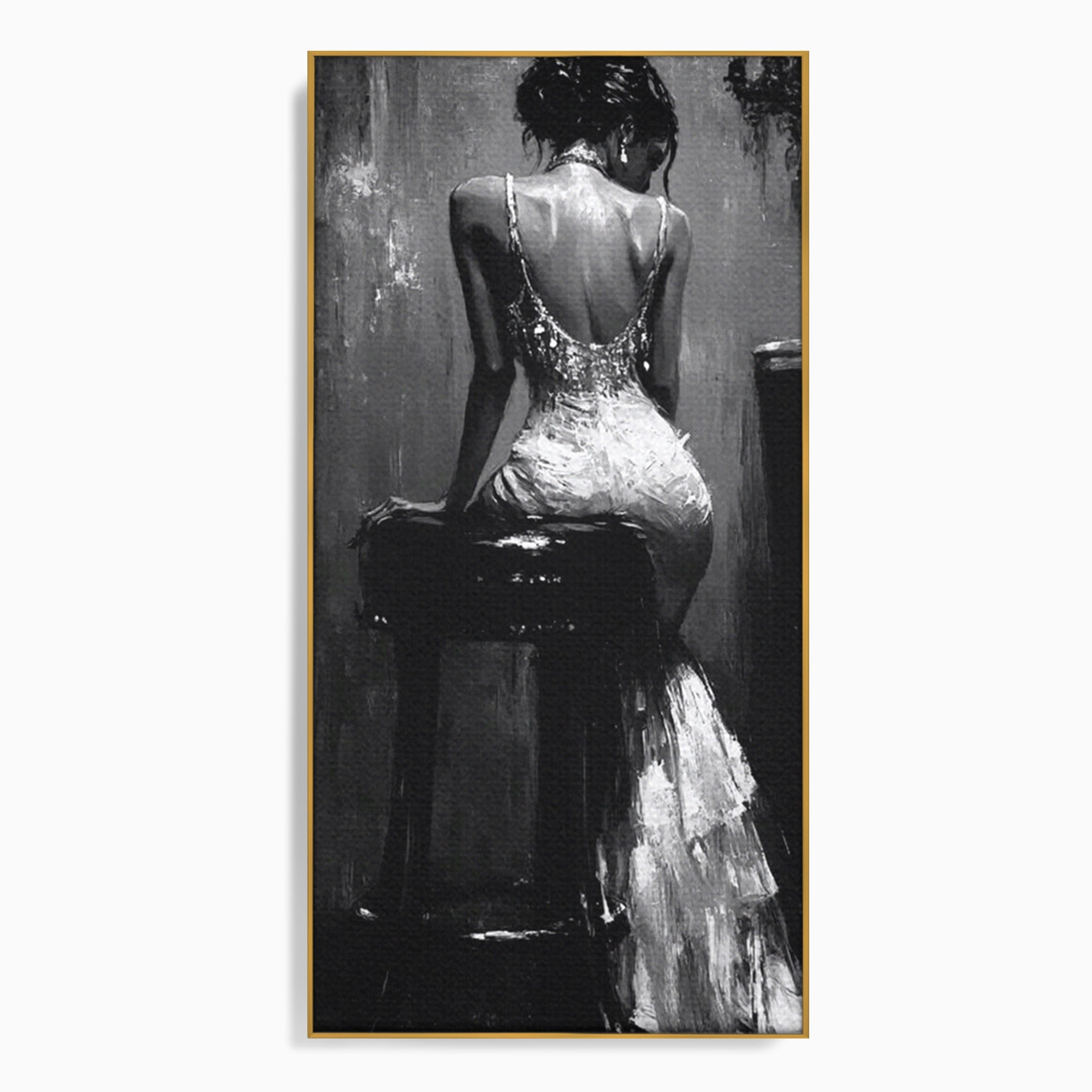 Tablou Canvas Premium LuxCanva® PI1043, Eleganta In Negru, Femeie, Eleganta, Portret, Arta, Dormitor, Culori Vibrante