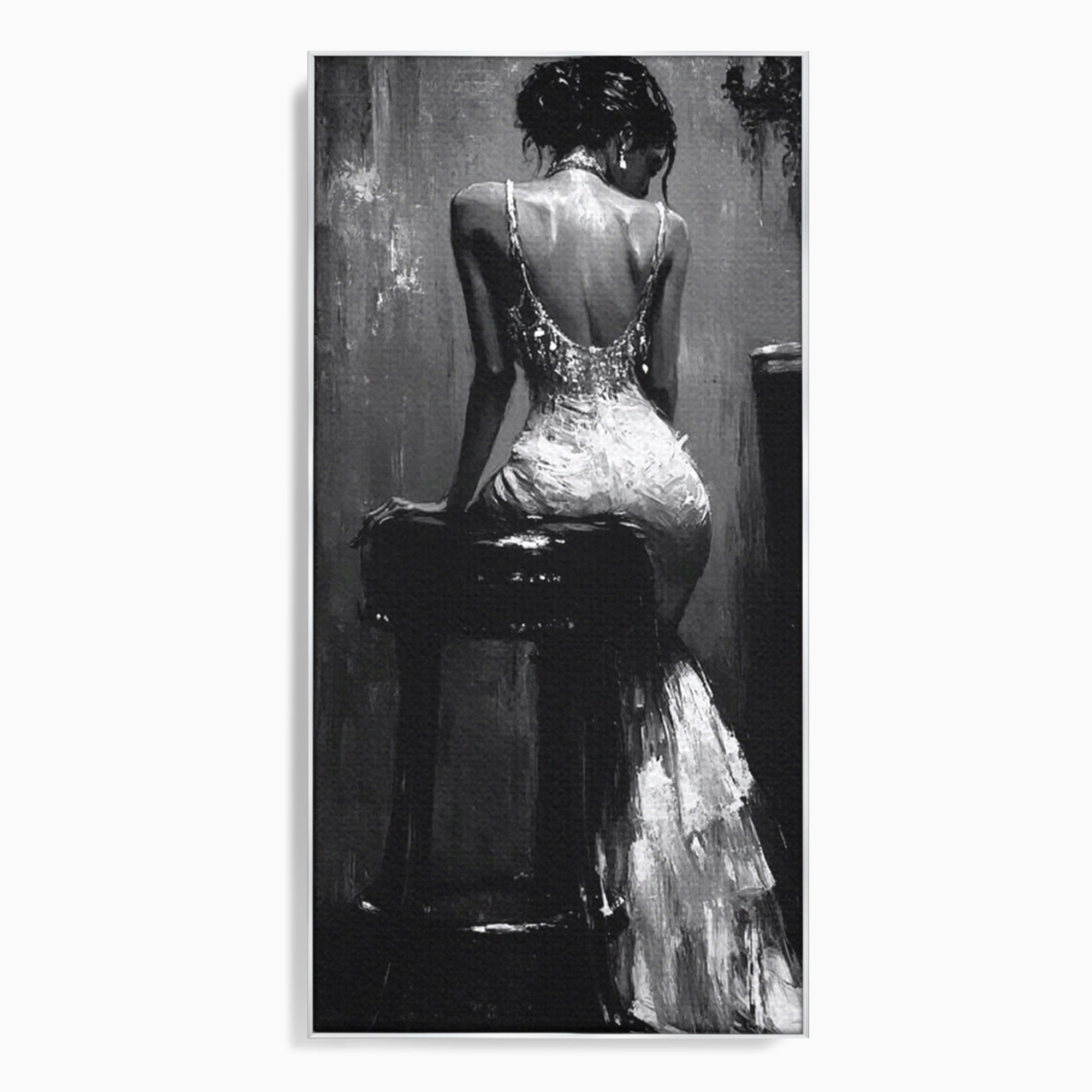 Tablou Canvas Premium LuxCanva® PI1043, Eleganta In Negru, Femeie, Eleganta, Portret, Arta, Dormitor, Culori Vibrante