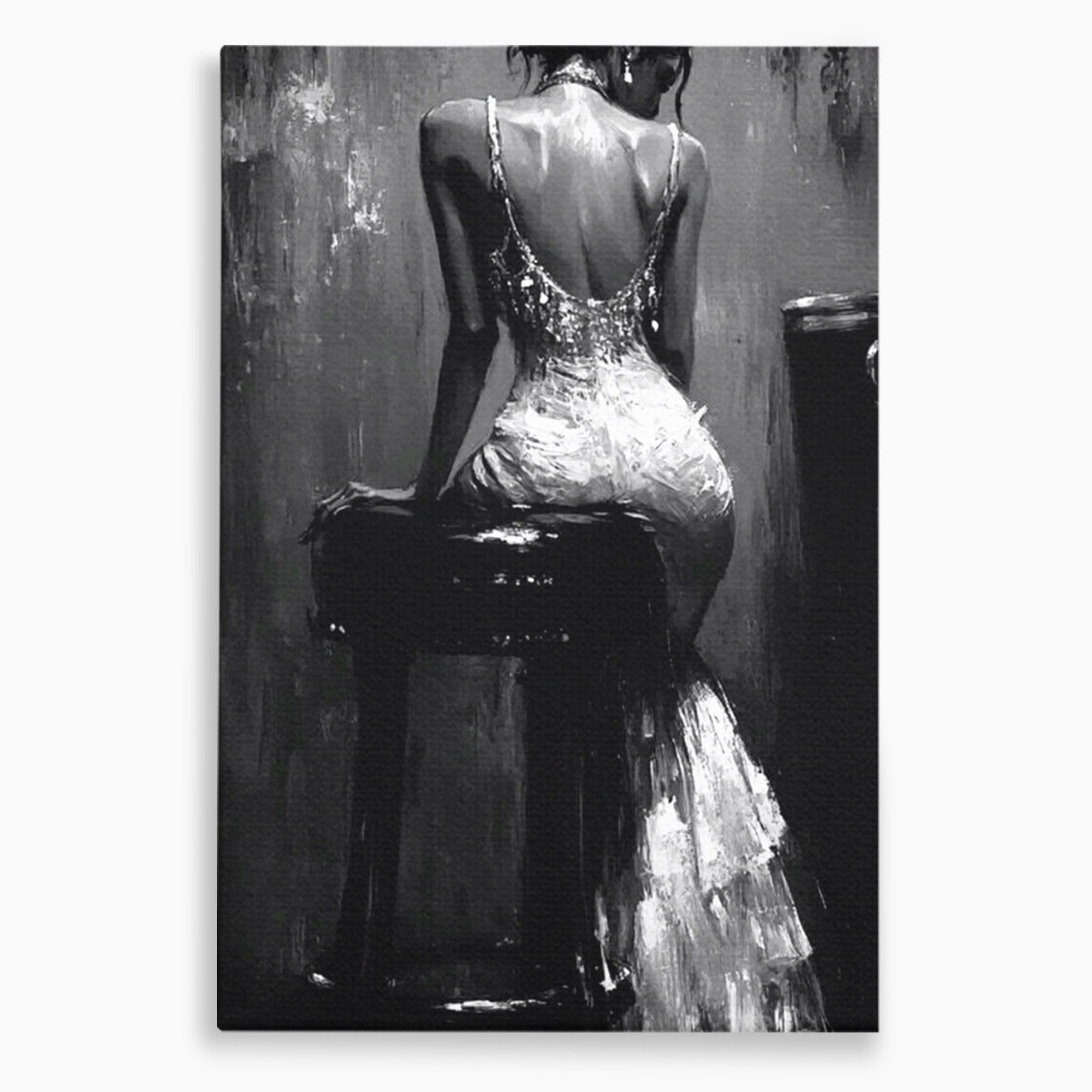 Tablou Canvas Premium LuxCanva® PI1043, Eleganta In Negru, Femeie, Eleganta, Portret, Arta, Dormitor, Culori Vibrante
