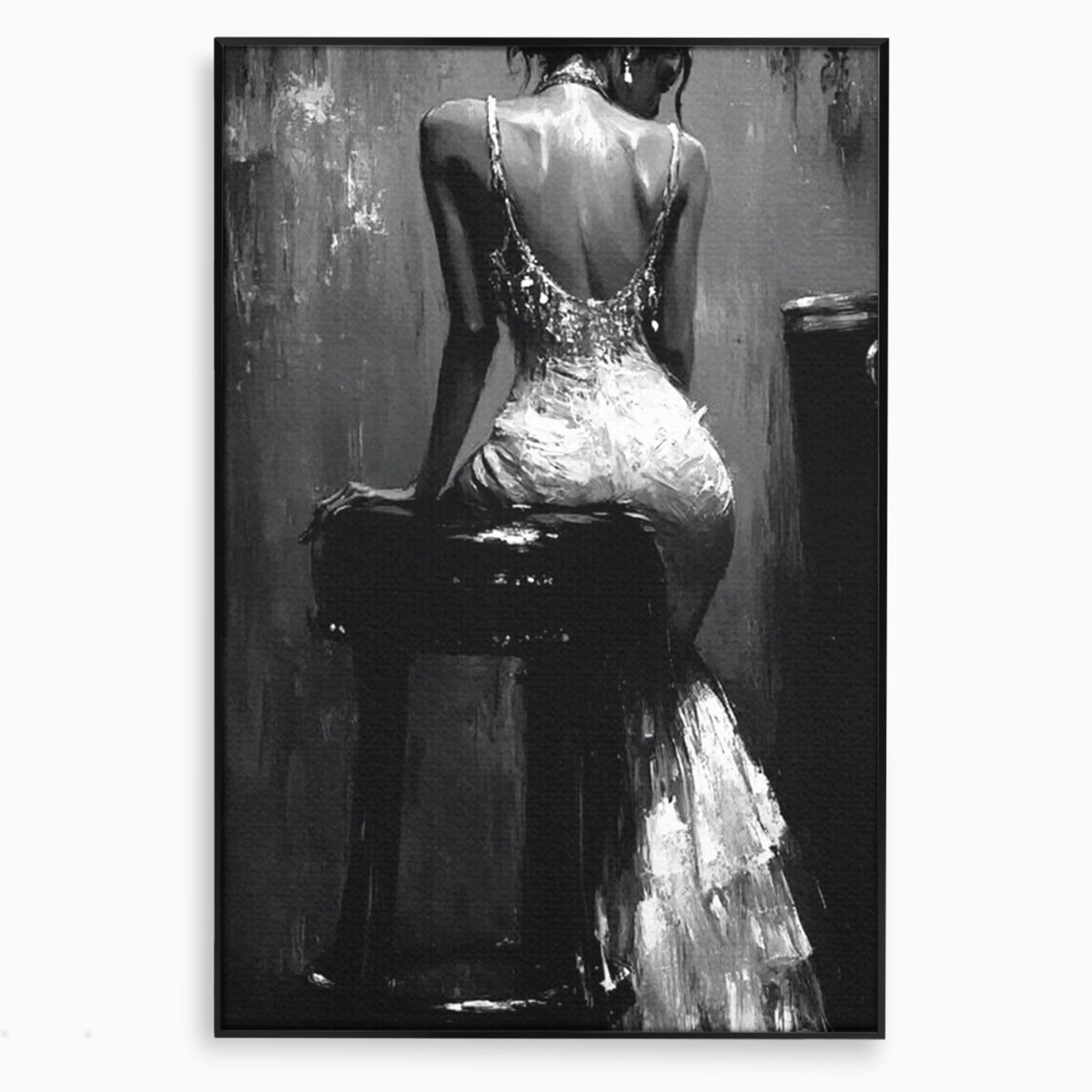 Tablou Canvas Premium LuxCanva® PI1043, Eleganta In Negru, Femeie, Eleganta, Portret, Arta, Dormitor, Culori Vibrante