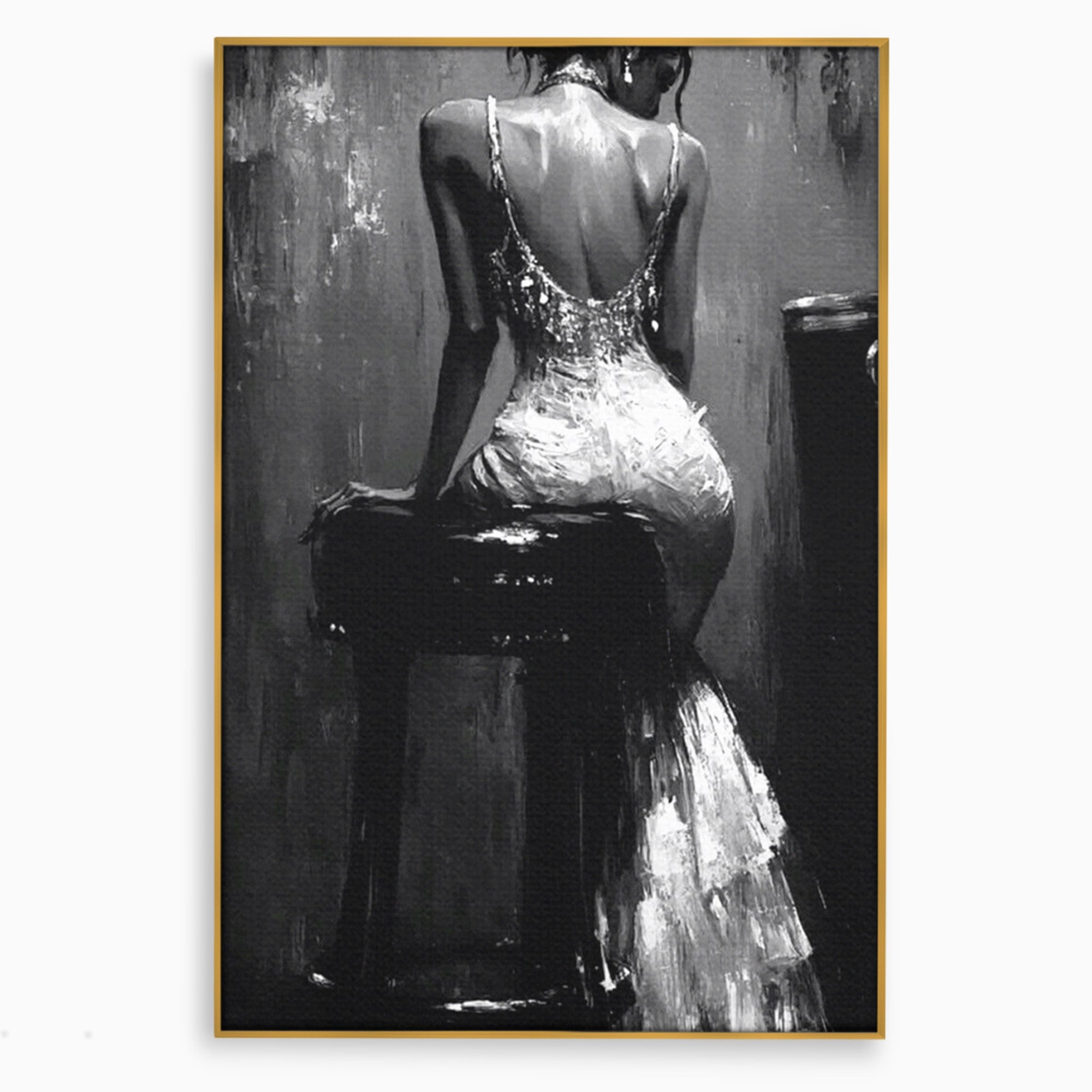 Tablou Canvas Premium LuxCanva® PI1043, Eleganta In Negru, Femeie, Eleganta, Portret, Arta, Dormitor, Culori Vibrante