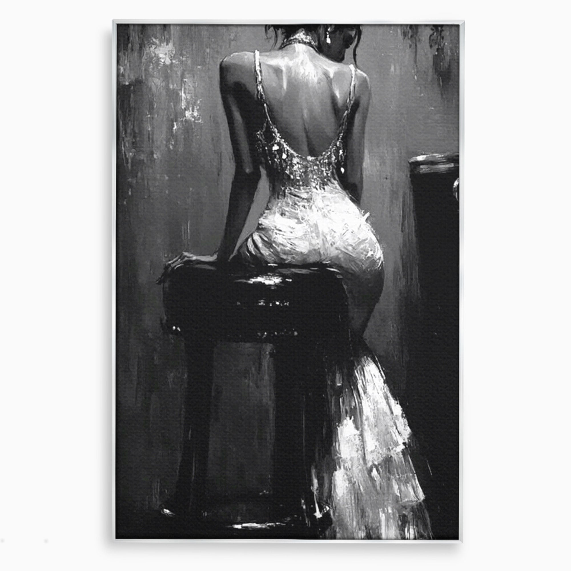 Tablou Canvas Premium LuxCanva® PI1043, Eleganta In Negru, Femeie, Eleganta, Portret, Arta, Dormitor, Culori Vibrante