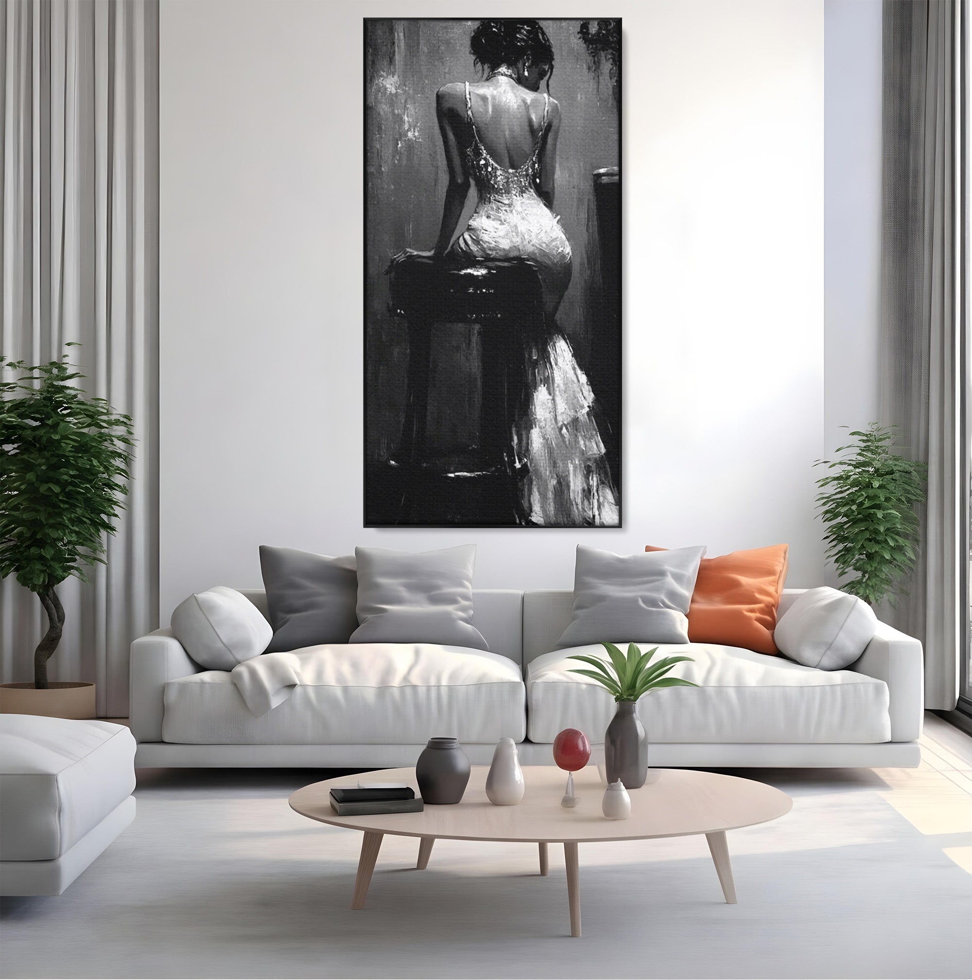 Tablou Canvas Premium LuxCanva® PI1043, Eleganta In Negru, Femeie, Eleganta, Portret, Arta, Dormitor, Culori Vibrante