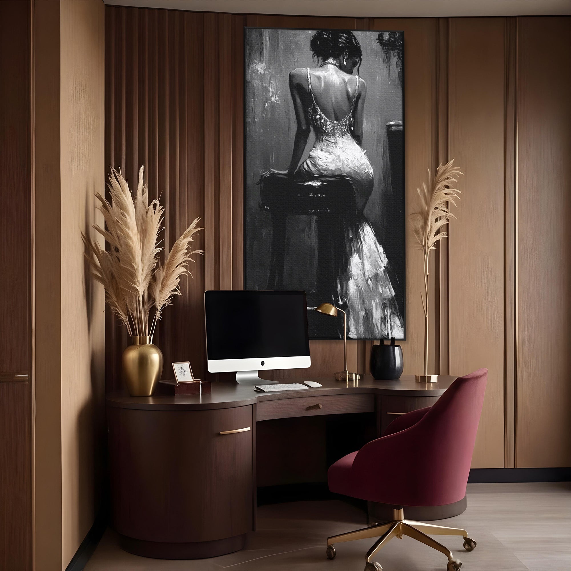 Tablou Canvas Premium LuxCanva® PI1043, Eleganta In Negru, Femeie, Eleganta, Portret, Arta, Dormitor, Culori Vibrante