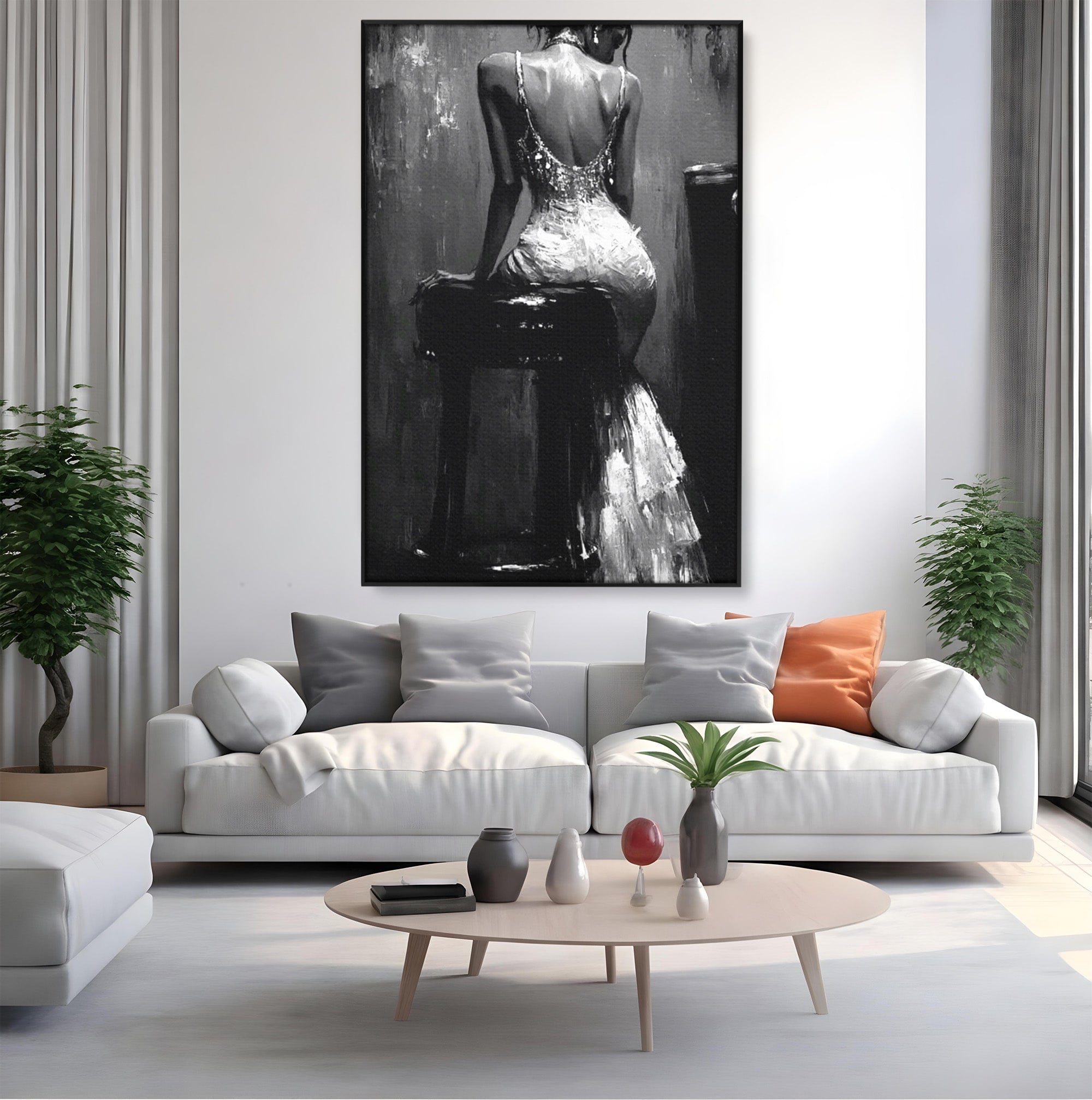 Tablou Canvas Premium LuxCanva® PI1043, Eleganta In Negru, Femeie, Eleganta, Portret, Arta, Dormitor, Culori Vibrante