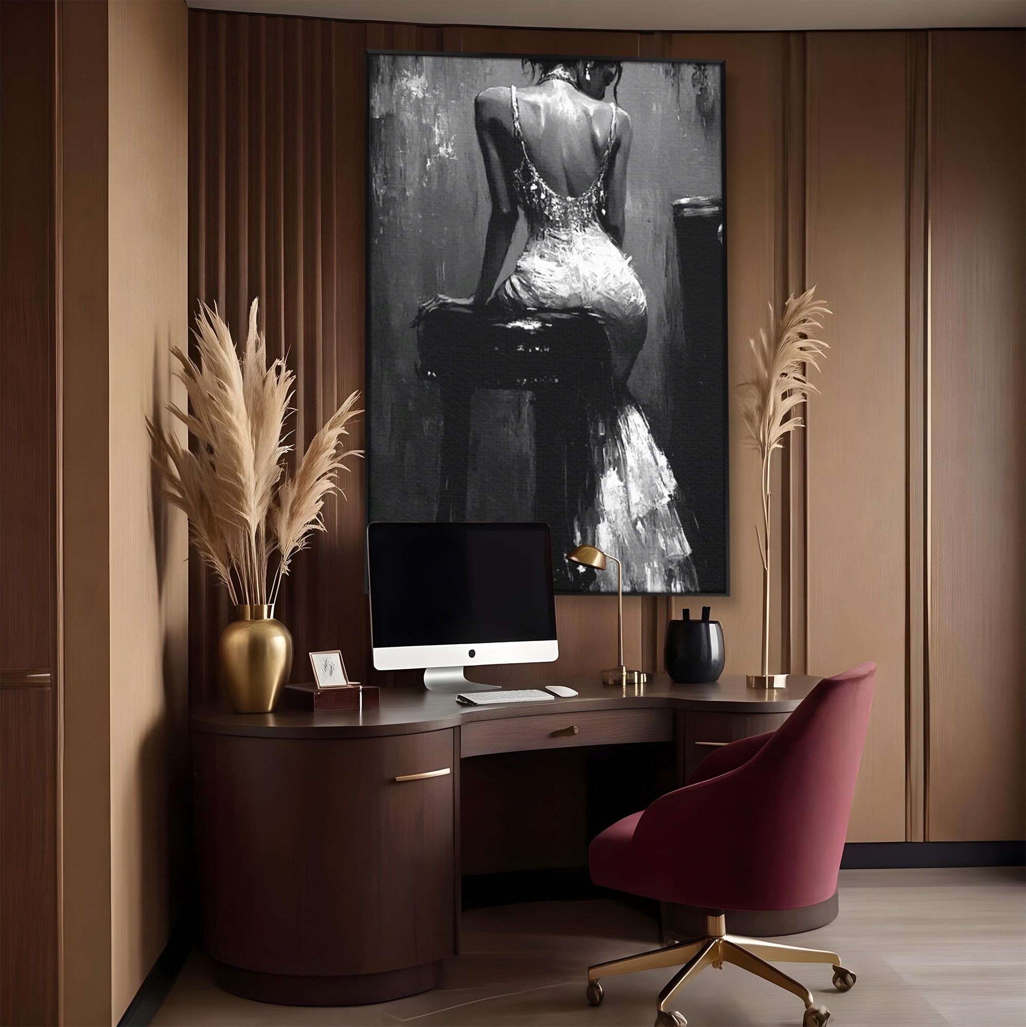 Tablou Canvas Premium LuxCanva® PI1043, Eleganta In Negru, Femeie, Eleganta, Portret, Arta, Dormitor, Culori Vibrante