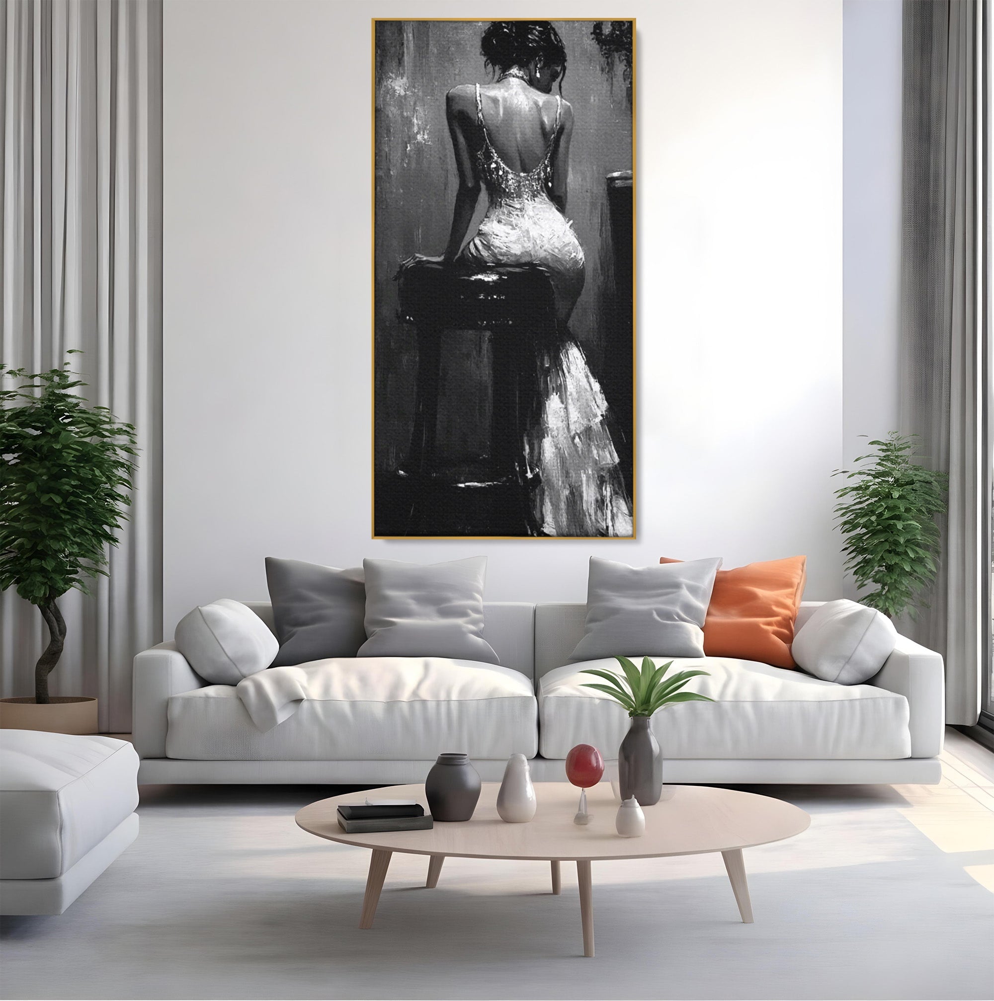 Tablou Canvas Premium LuxCanva® PI1043, Eleganta In Negru, Femeie, Eleganta, Portret, Arta, Dormitor, Culori Vibrante
