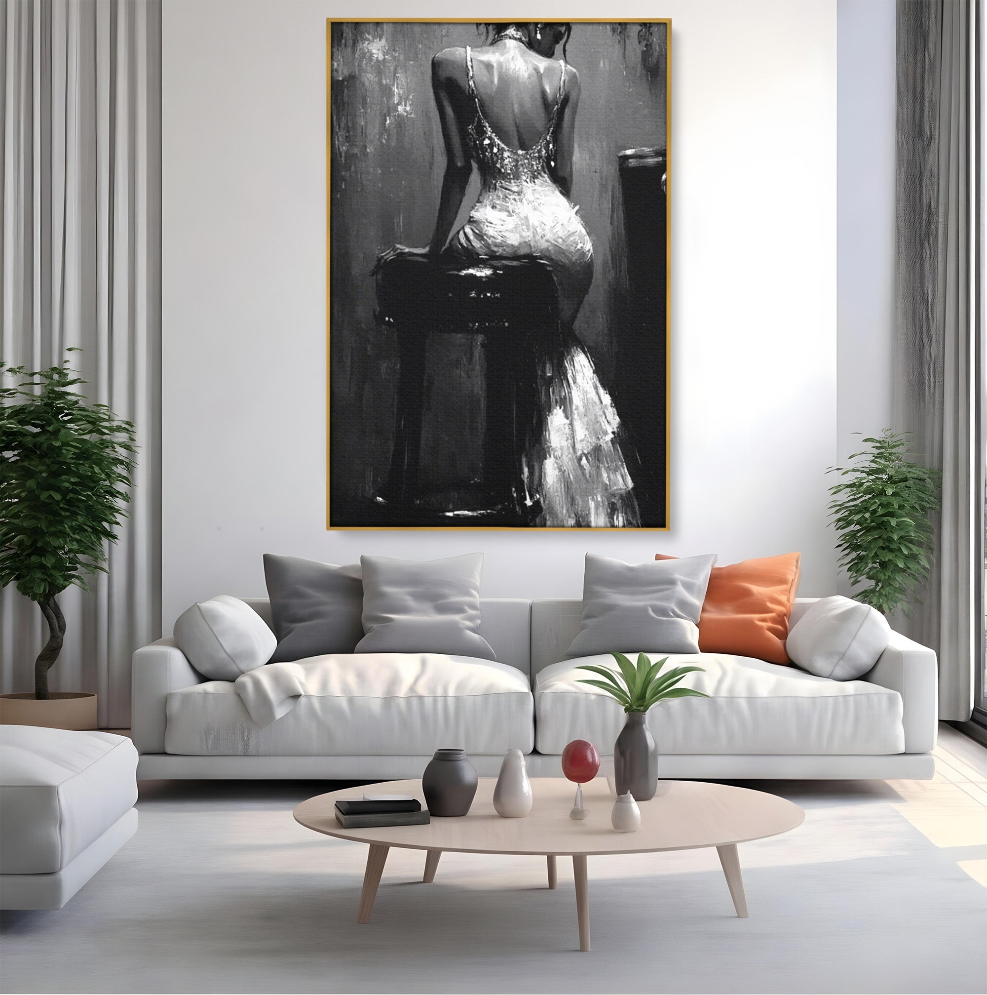Tablou Canvas Premium LuxCanva® PI1043, Eleganta In Negru, Femeie, Eleganta, Portret, Arta, Dormitor, Culori Vibrante