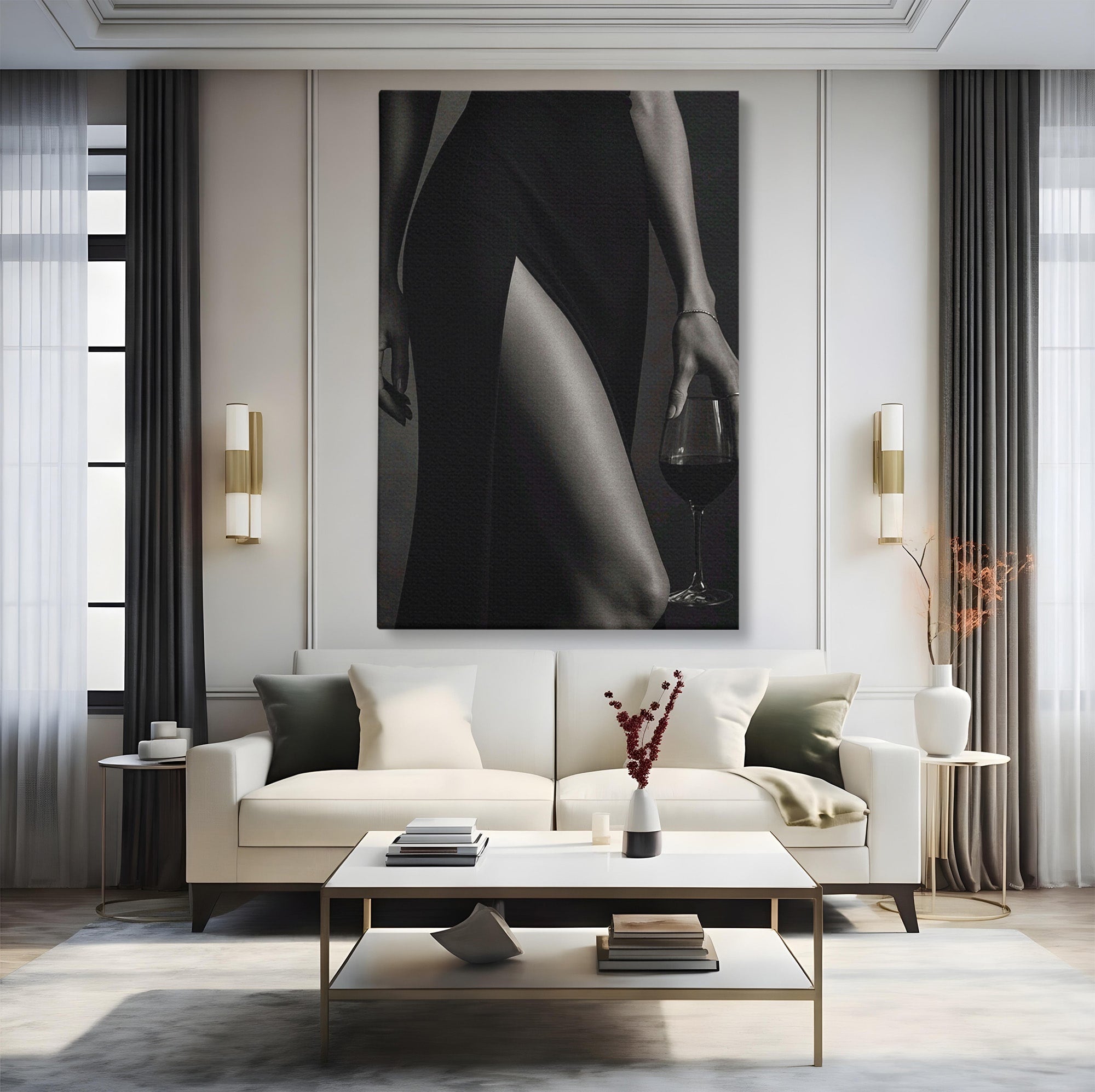 Tablou Canvas Premium LuxCanva® PI1044, Eleganta In Negru, Eleganta, Rochie, Femeie, Stil, Living, Dormitor, Culori Vibrante