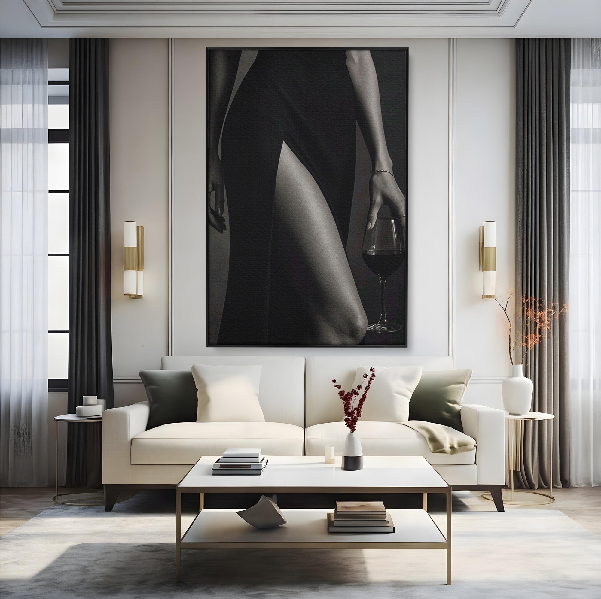 Tablou Canvas Premium LuxCanva® PI1044, Eleganta In Negru, Eleganta, Rochie, Femeie, Stil, Living, Dormitor, Culori Vibrante