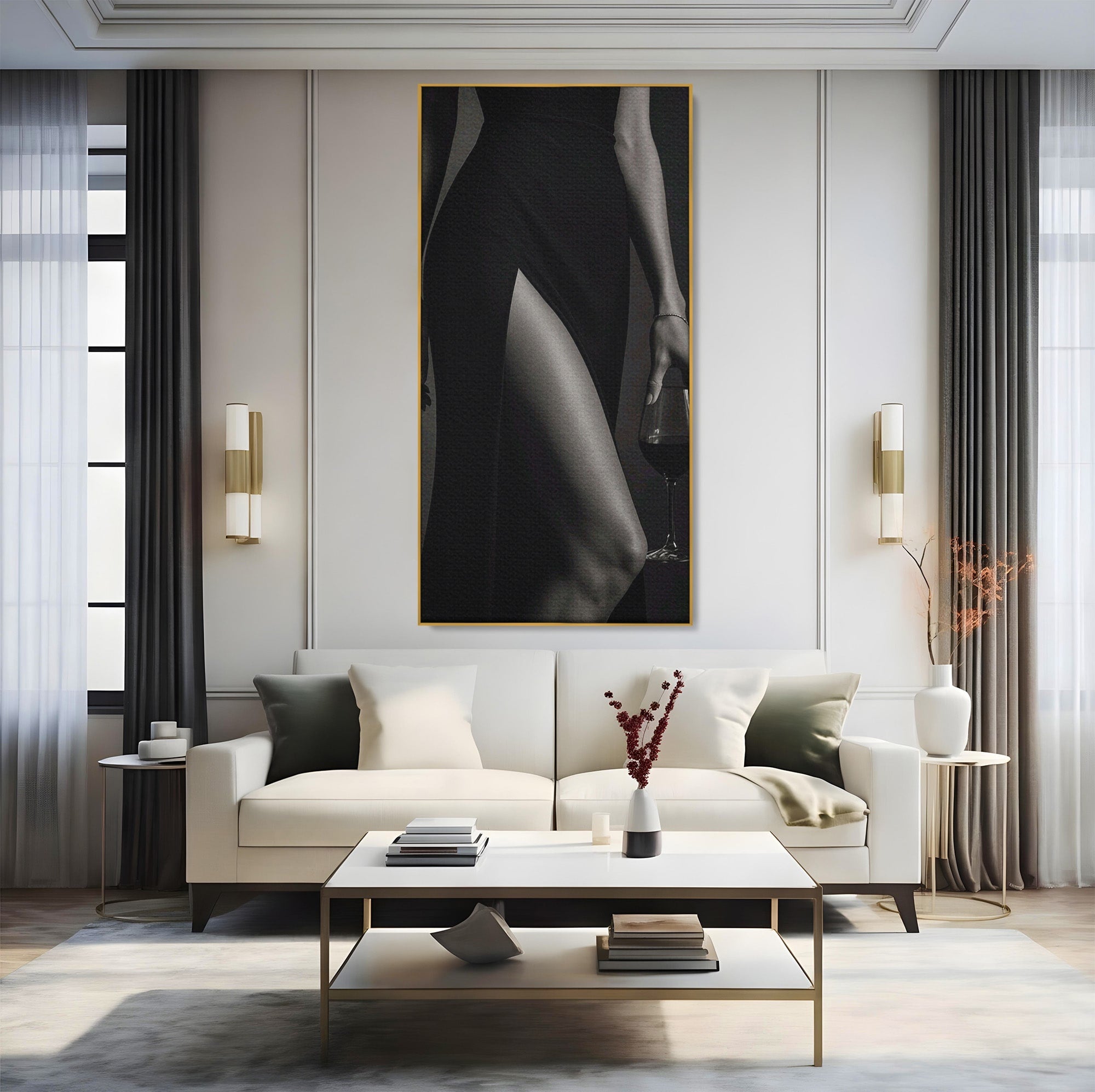 Tablou Canvas Premium LuxCanva® PI1044, Eleganta In Negru, Eleganta, Rochie, Femeie, Stil, Living, Dormitor, Culori Vibrante