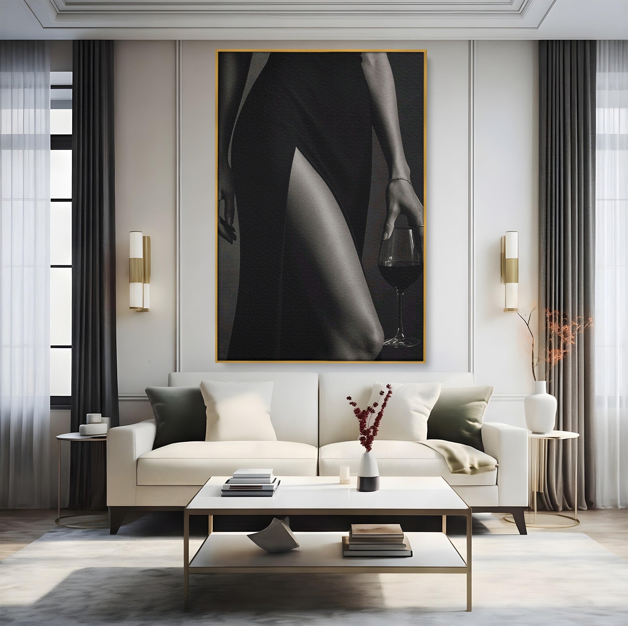 Tablou Canvas Premium LuxCanva® PI1044, Eleganta In Negru, Eleganta, Rochie, Femeie, Stil, Living, Dormitor, Culori Vibrante