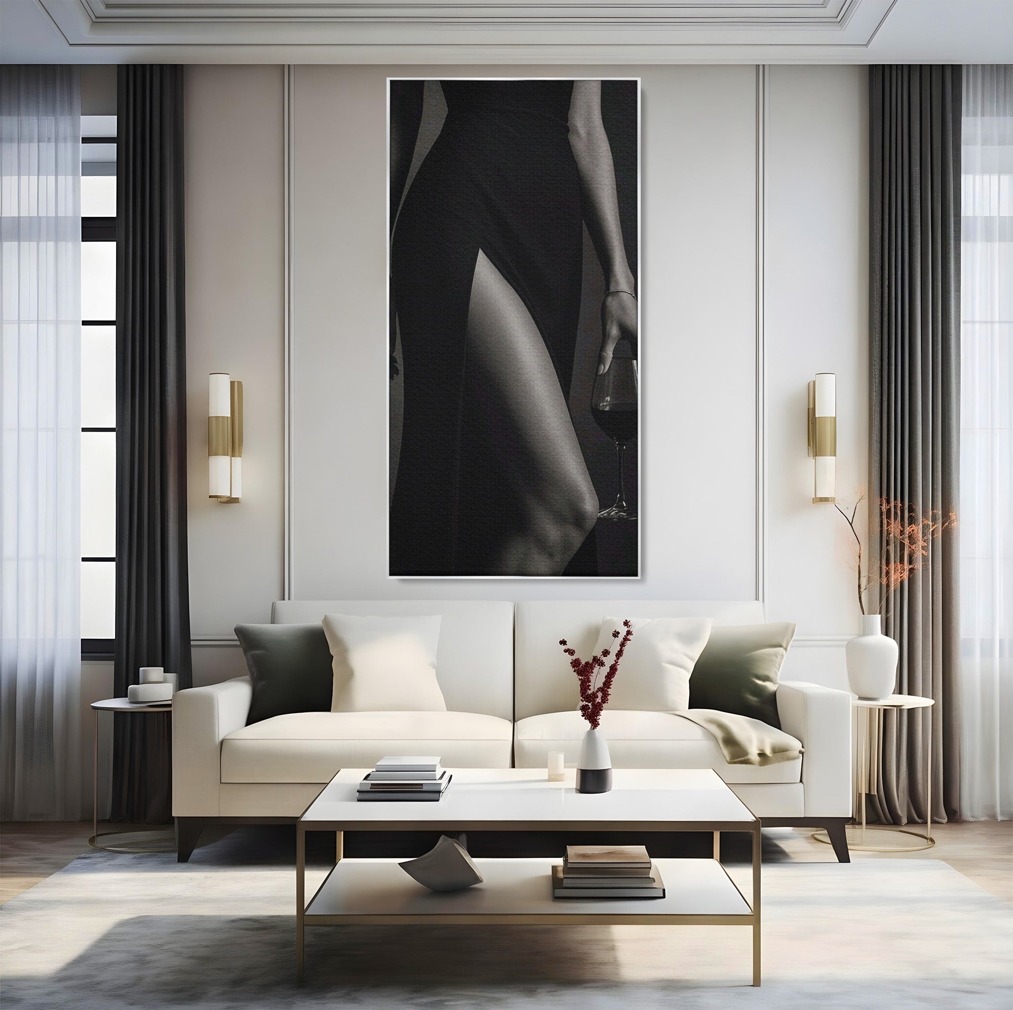 Tablou Canvas Premium LuxCanva® PI1044, Eleganta In Negru, Eleganta, Rochie, Femeie, Stil, Living, Dormitor, Culori Vibrante