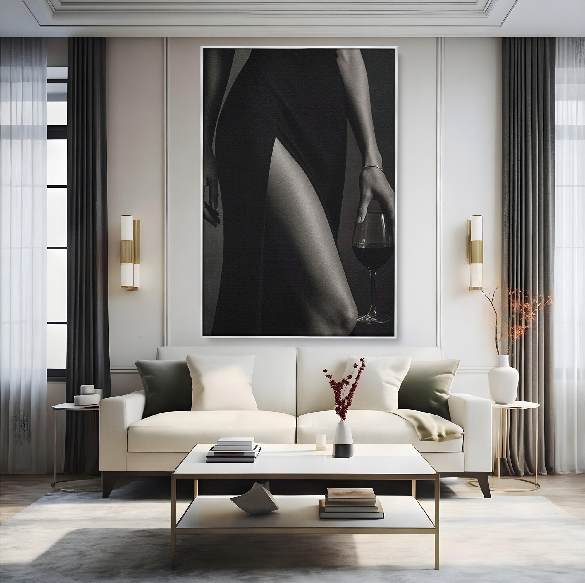 Tablou Canvas Premium LuxCanva® PI1044, Eleganta In Negru, Eleganta, Rochie, Femeie, Stil, Living, Dormitor, Culori Vibrante