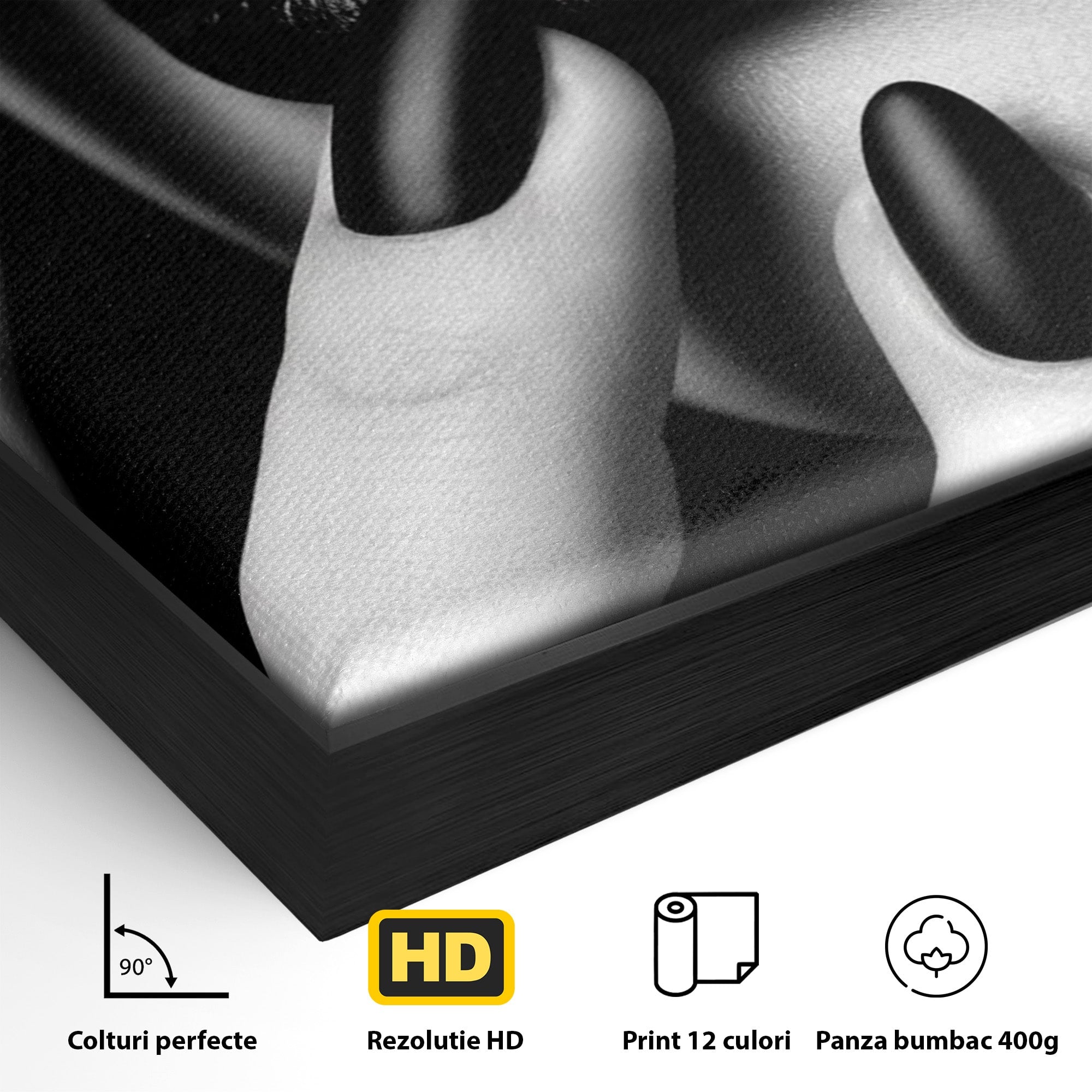 Tablou Canvas Premium LuxCanva® PI1045, Buze Negre, Buze, Portret, Modern, Eleganta, Dormitor, Culori Vibrante
