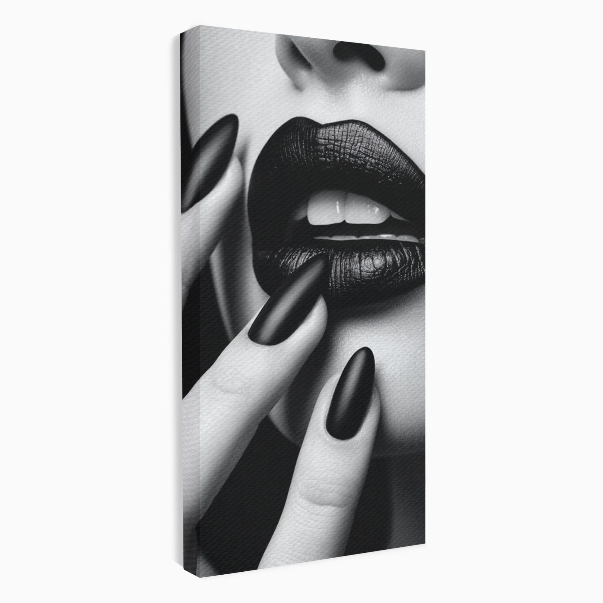 Tablou Canvas Premium LuxCanva® PI1045, Buze Negre, Buze, Portret, Modern, Eleganta, Dormitor, Culori Vibrante