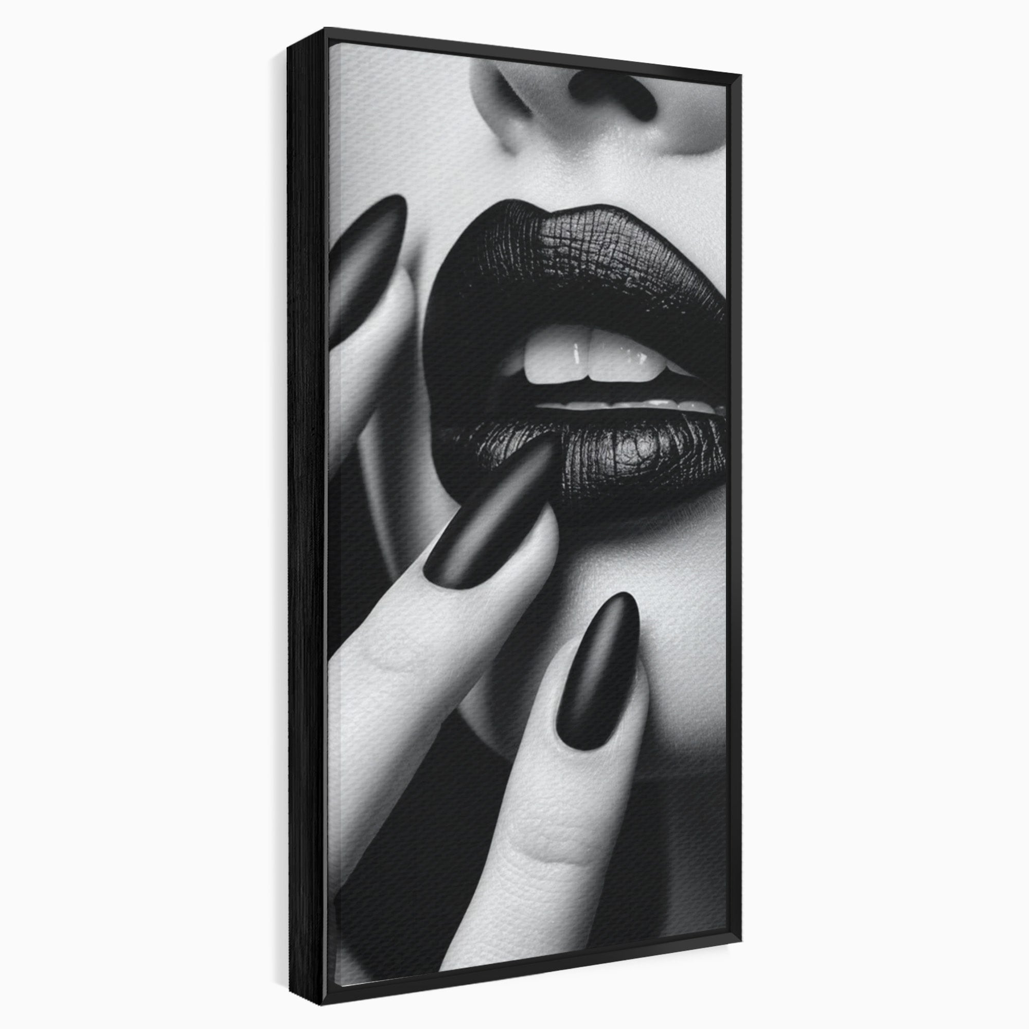 Tablou Canvas Premium LuxCanva® PI1045, Buze Negre, Buze, Portret, Modern, Eleganta, Dormitor, Culori Vibrante