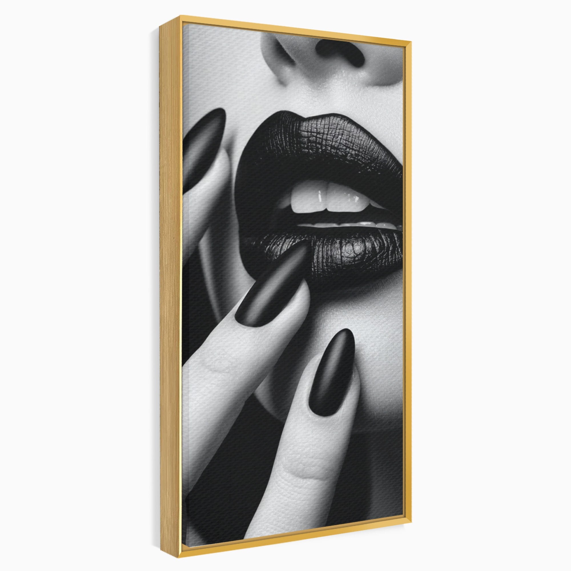 Tablou Canvas Premium LuxCanva® PI1045, Buze Negre, Buze, Portret, Modern, Eleganta, Dormitor, Culori Vibrante
