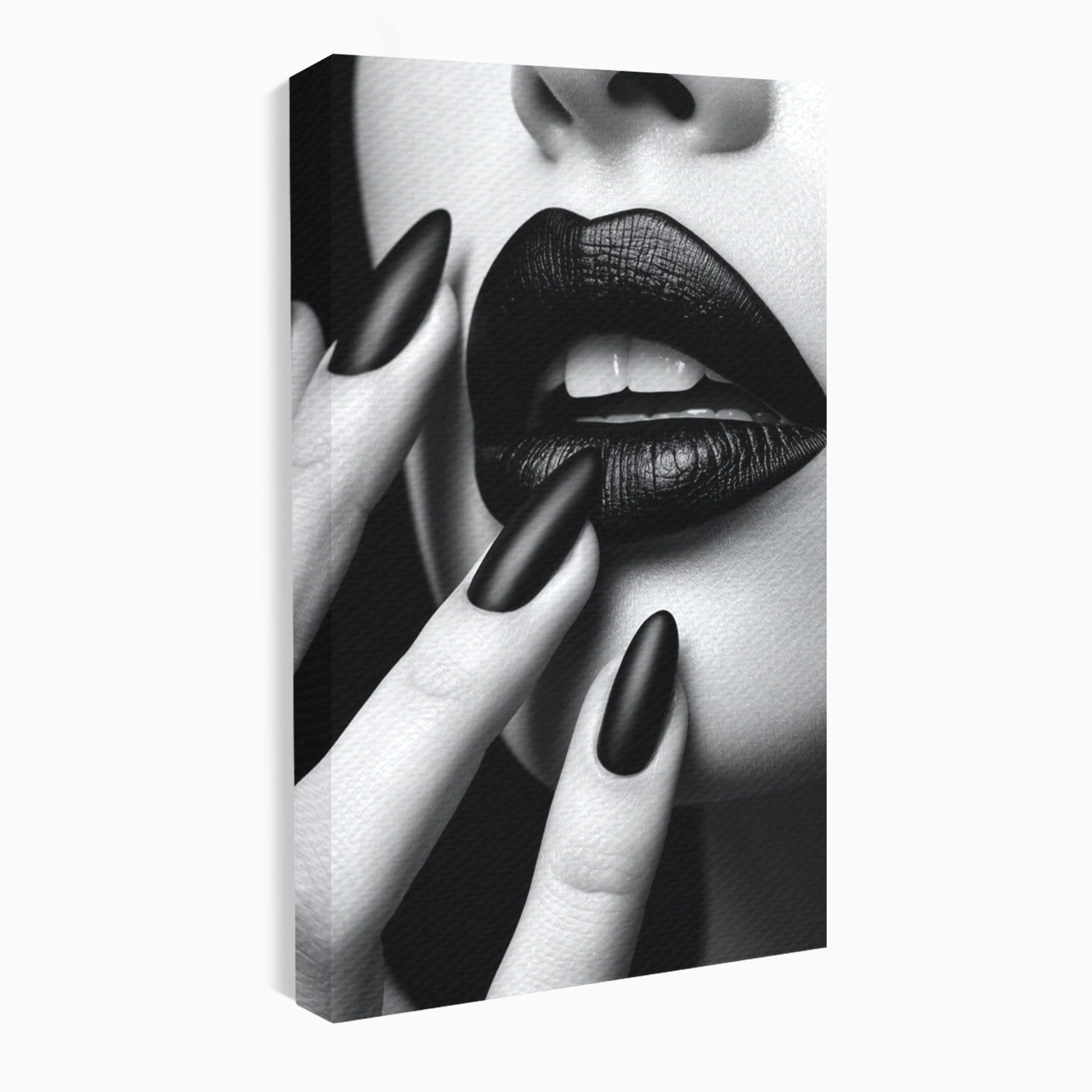 Tablou Canvas Premium LuxCanva® PI1045, Buze Negre, Buze, Portret, Modern, Eleganta, Dormitor, Culori Vibrante