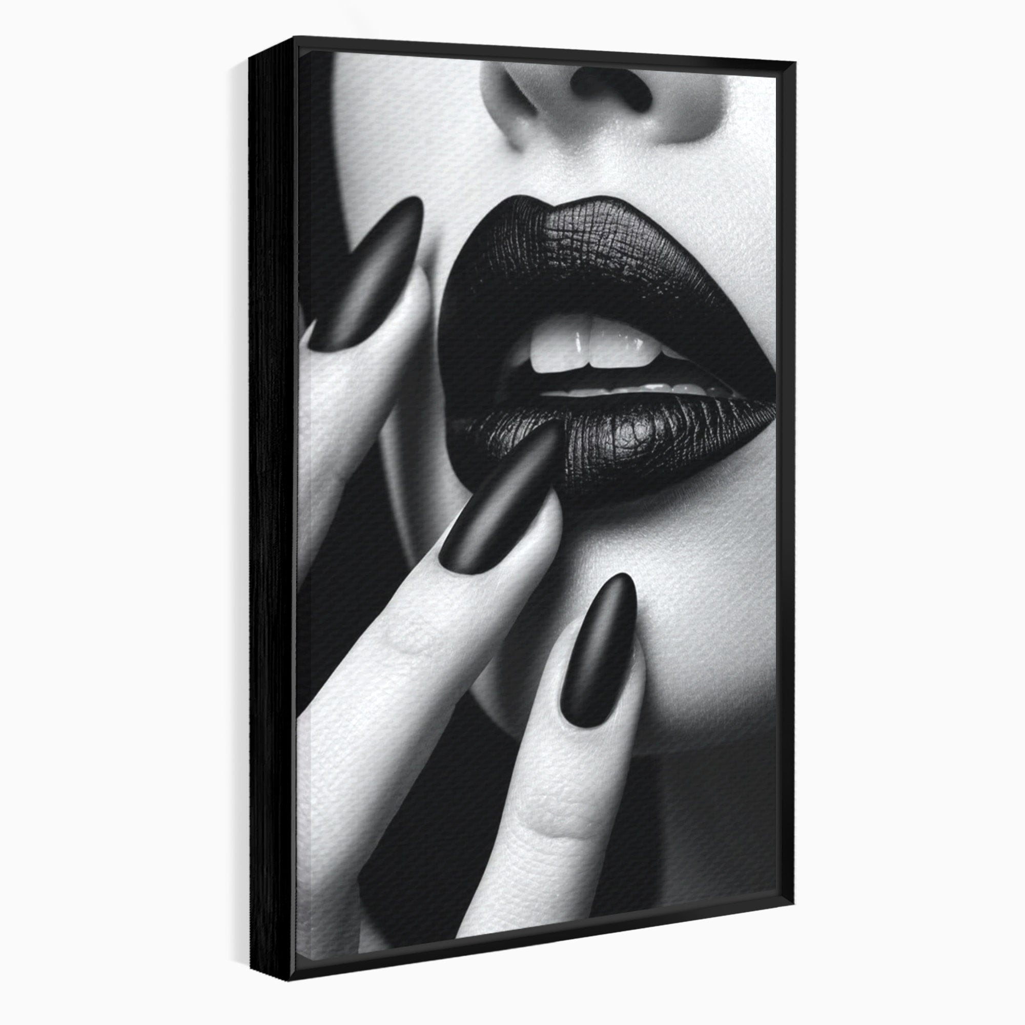 Tablou Canvas Premium LuxCanva® PI1045, Buze Negre, Buze, Portret, Modern, Eleganta, Dormitor, Culori Vibrante