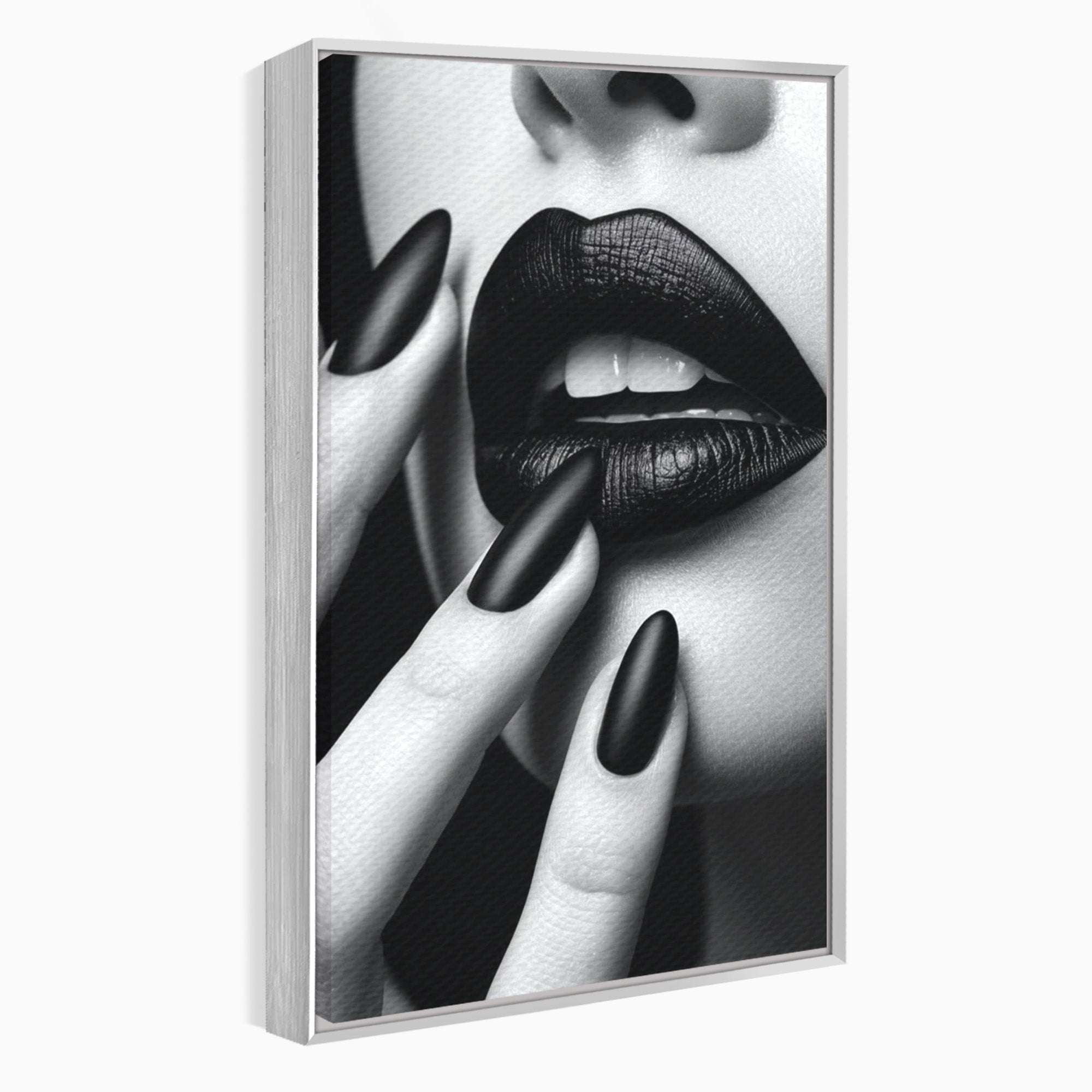 Tablou Canvas Premium LuxCanva® PI1045, Buze Negre, Buze, Portret, Modern, Eleganta, Dormitor, Culori Vibrante