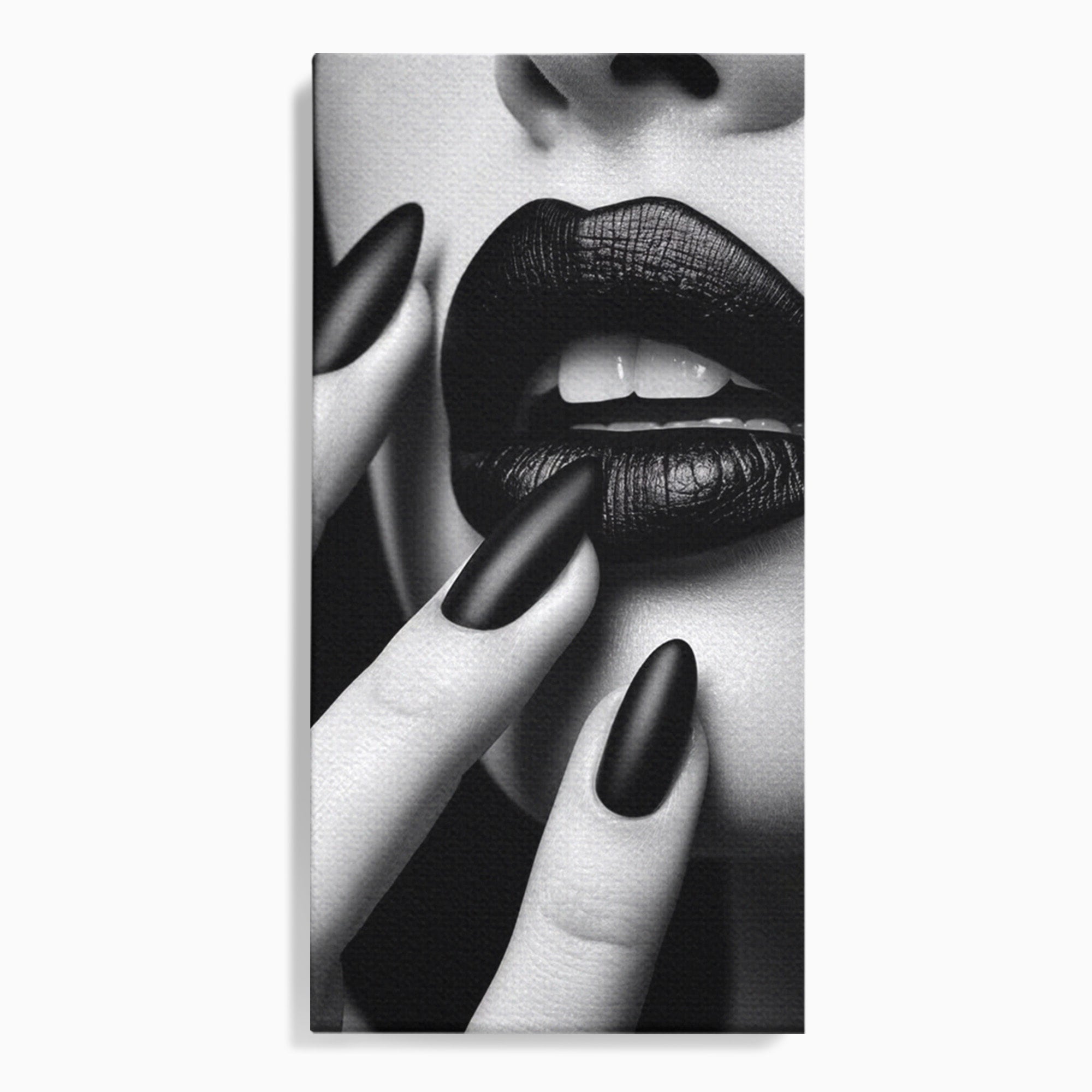 Tablou Canvas Premium LuxCanva® PI1045, Buze Negre, Buze, Portret, Modern, Eleganta, Dormitor, Culori Vibrante