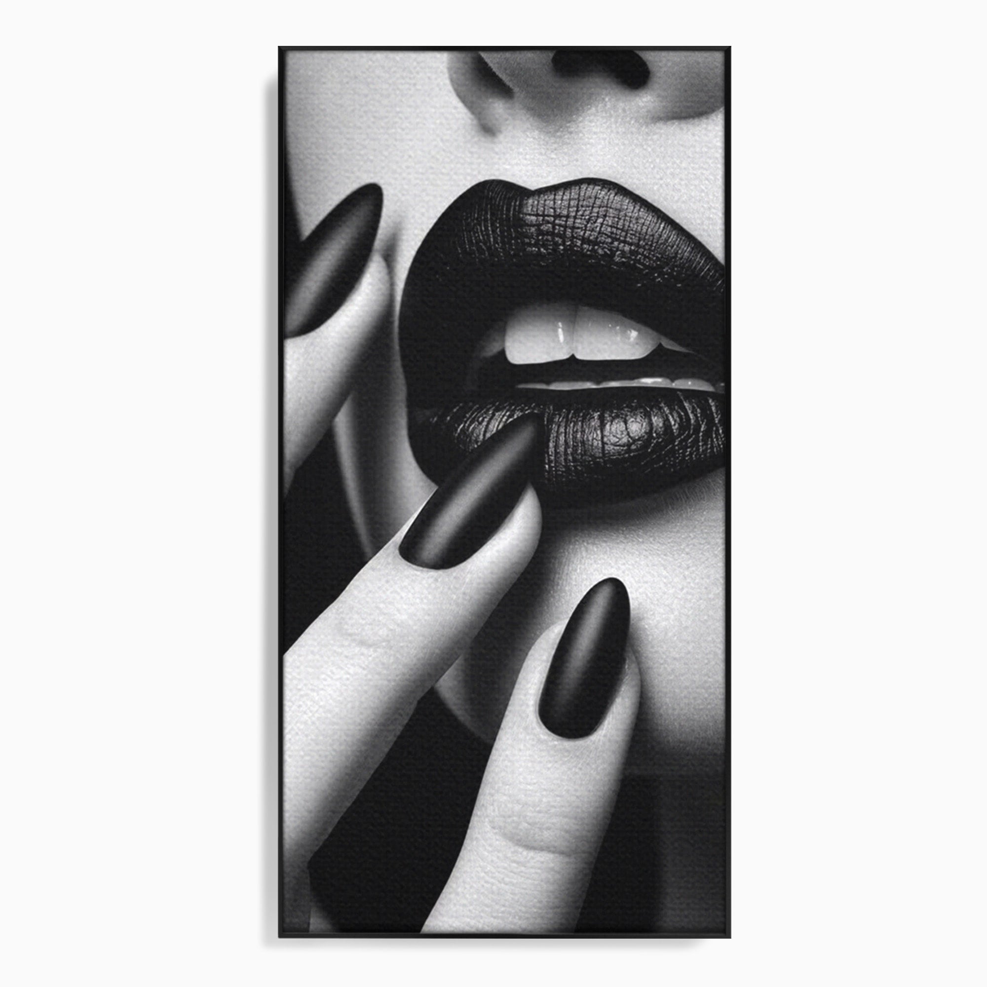 Tablou Canvas Premium LuxCanva® PI1045, Buze Negre, Buze, Portret, Modern, Eleganta, Dormitor, Culori Vibrante