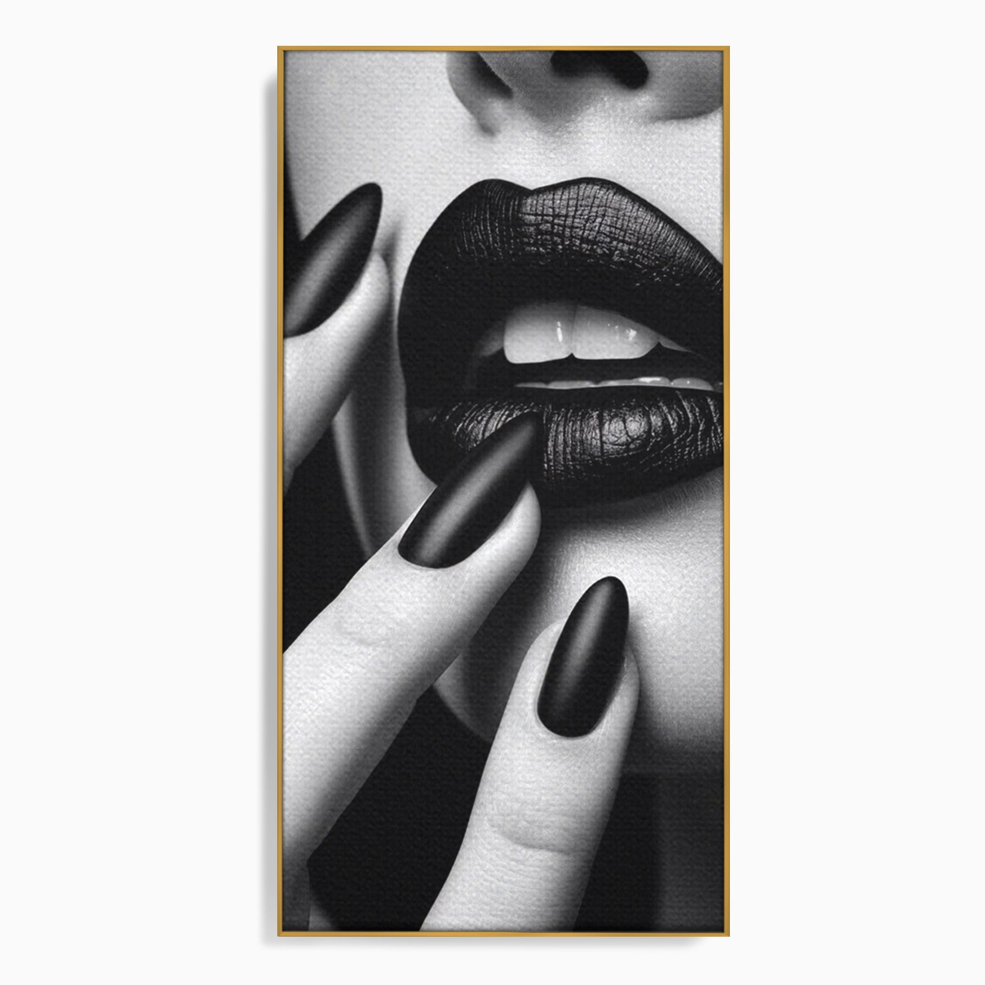 Tablou Canvas Premium LuxCanva® PI1045, Buze Negre, Buze, Portret, Modern, Eleganta, Dormitor, Culori Vibrante