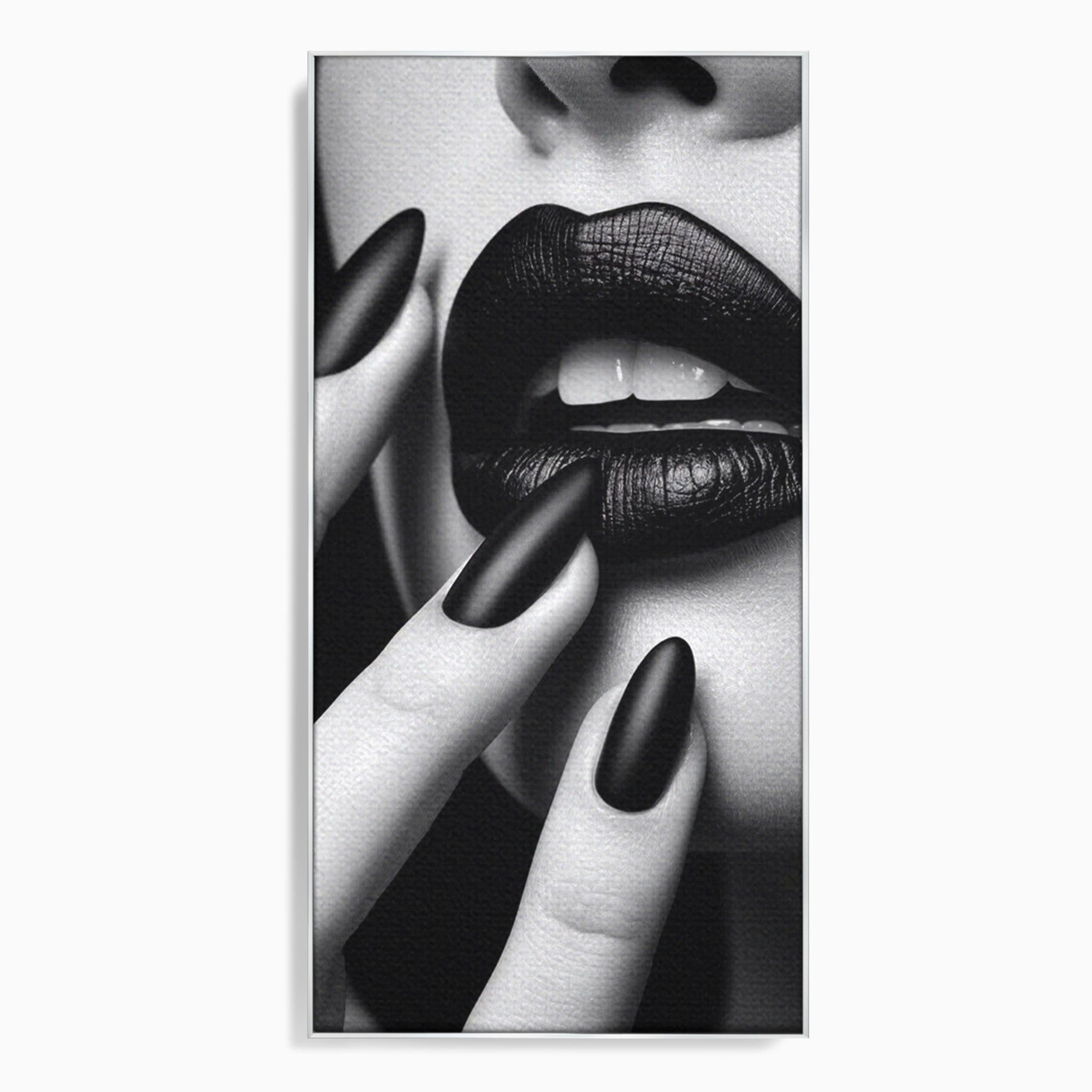 Tablou Canvas Premium LuxCanva® PI1045, Buze Negre, Buze, Portret, Modern, Eleganta, Dormitor, Culori Vibrante
