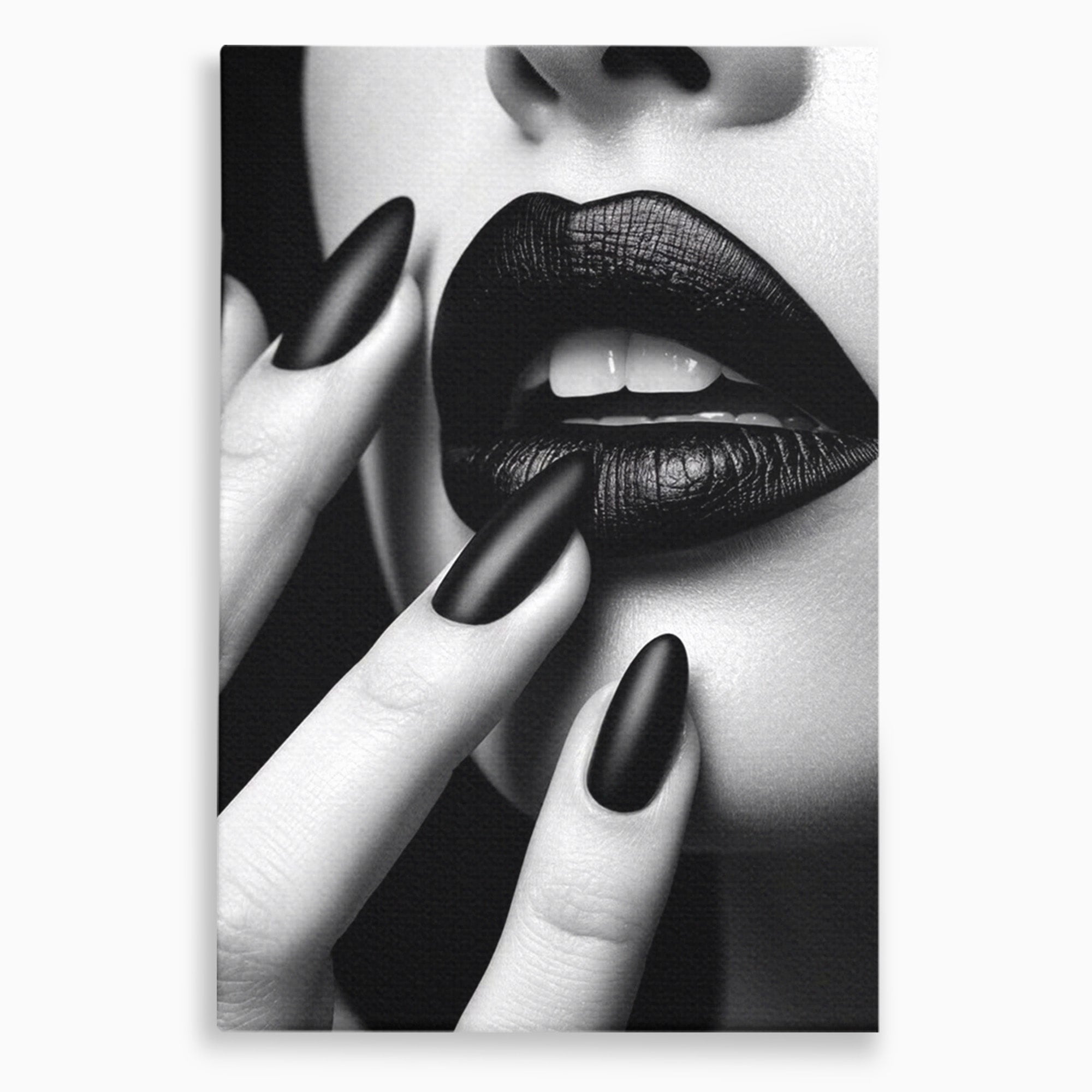 Tablou Canvas Premium LuxCanva® PI1045, Buze Negre, Buze, Portret, Modern, Eleganta, Dormitor, Culori Vibrante