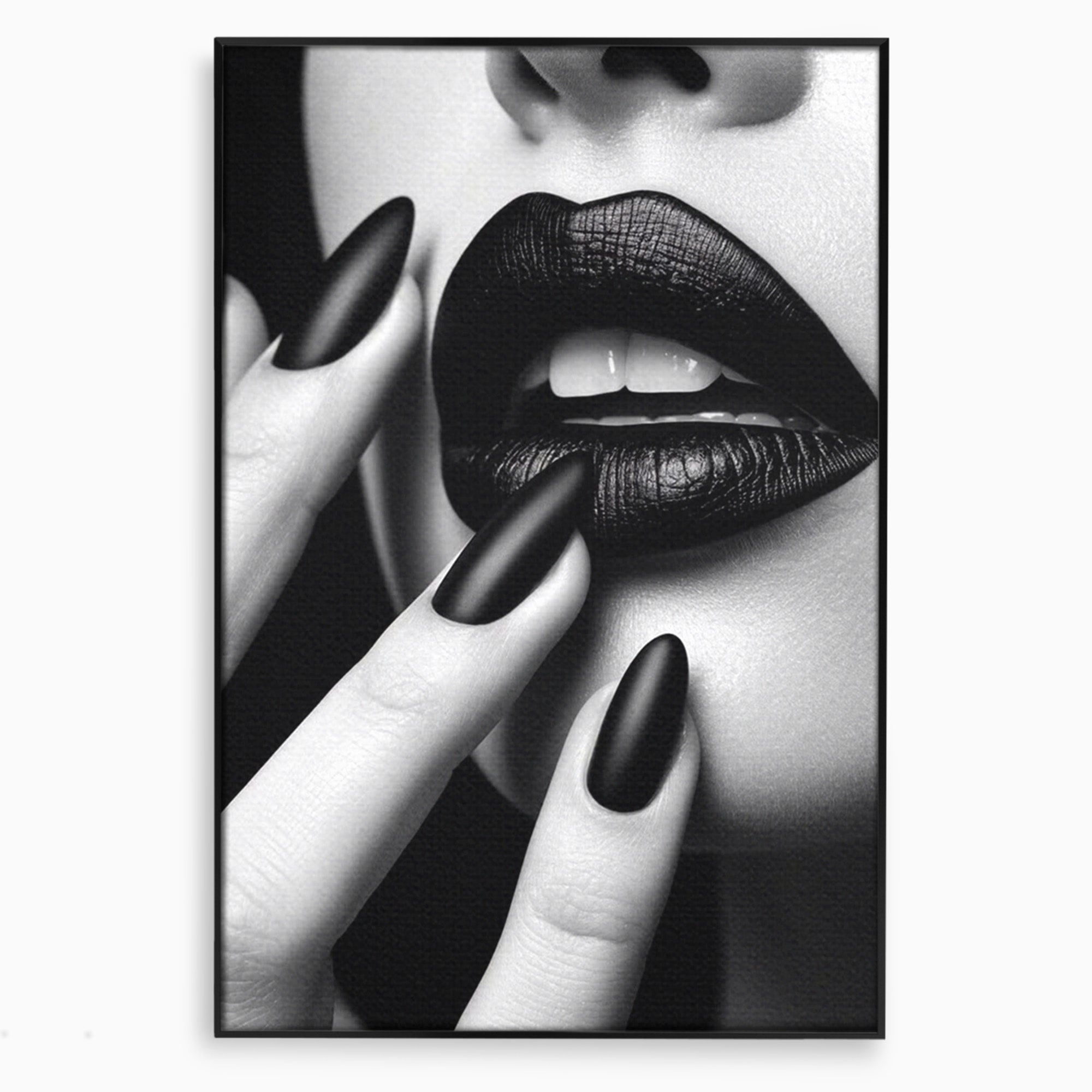 Tablou Canvas Premium LuxCanva® PI1045, Buze Negre, Buze, Portret, Modern, Eleganta, Dormitor, Culori Vibrante