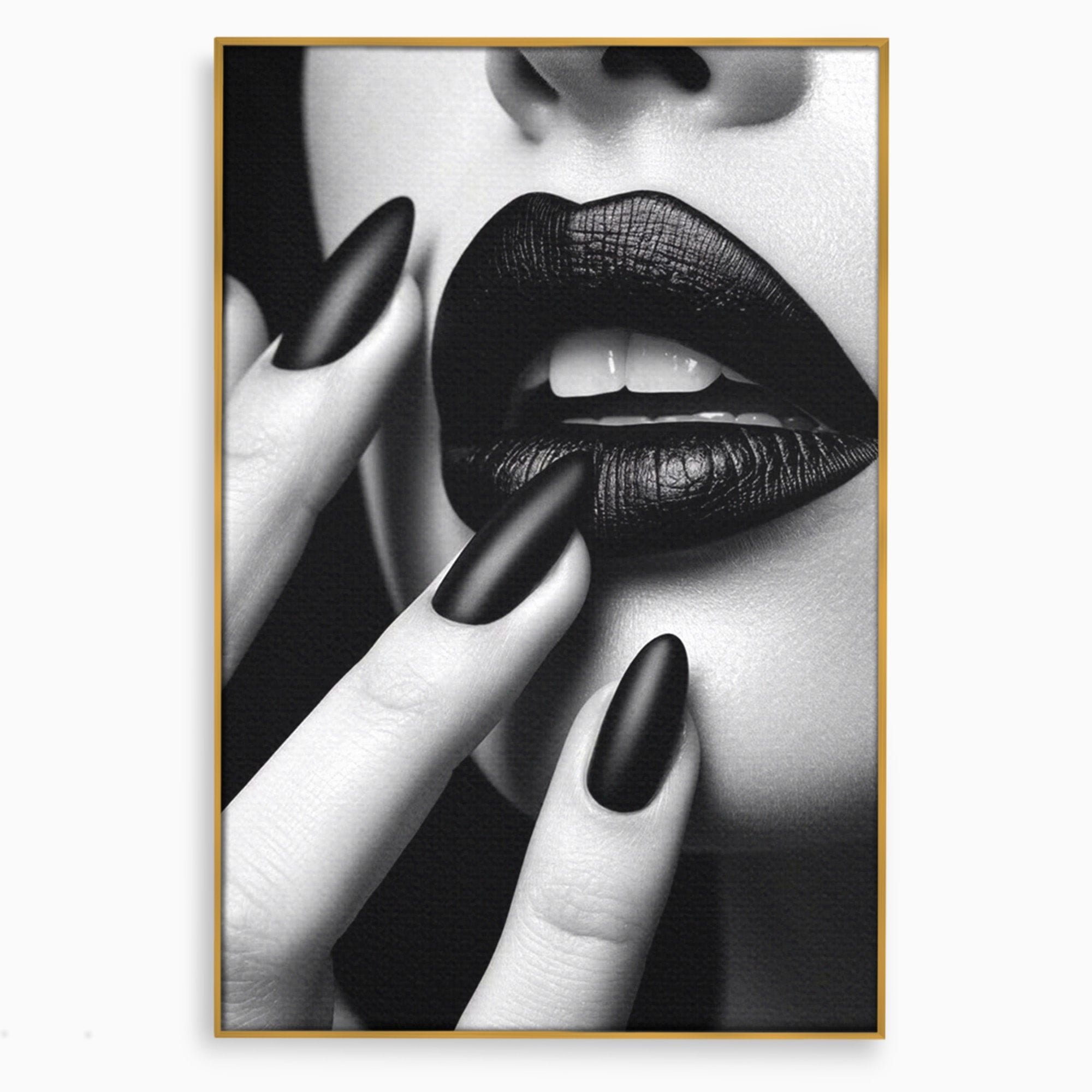 Tablou Canvas Premium LuxCanva® PI1045, Buze Negre, Buze, Portret, Modern, Eleganta, Dormitor, Culori Vibrante