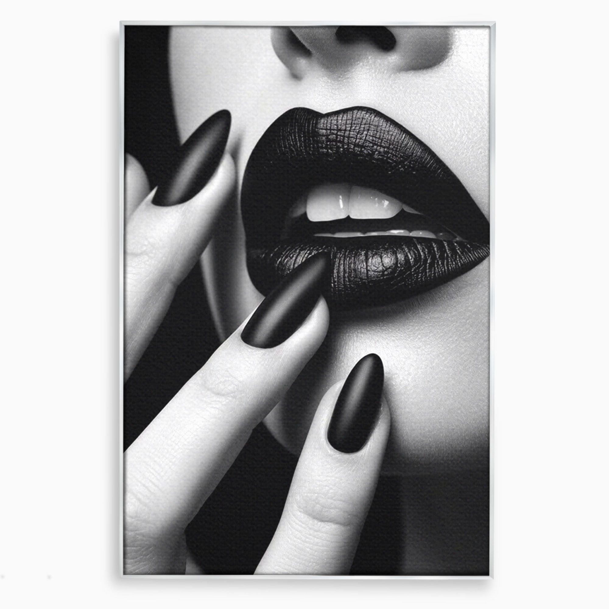 Tablou Canvas Premium LuxCanva® PI1045, Buze Negre, Buze, Portret, Modern, Eleganta, Dormitor, Culori Vibrante