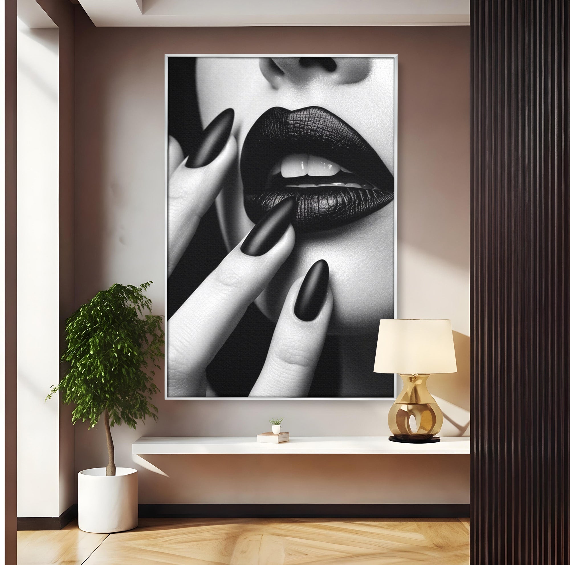 Tablou Canvas Premium LuxCanva® PI1045, Buze Negre, Buze, Portret, Modern, Eleganta, Dormitor, Culori Vibrante