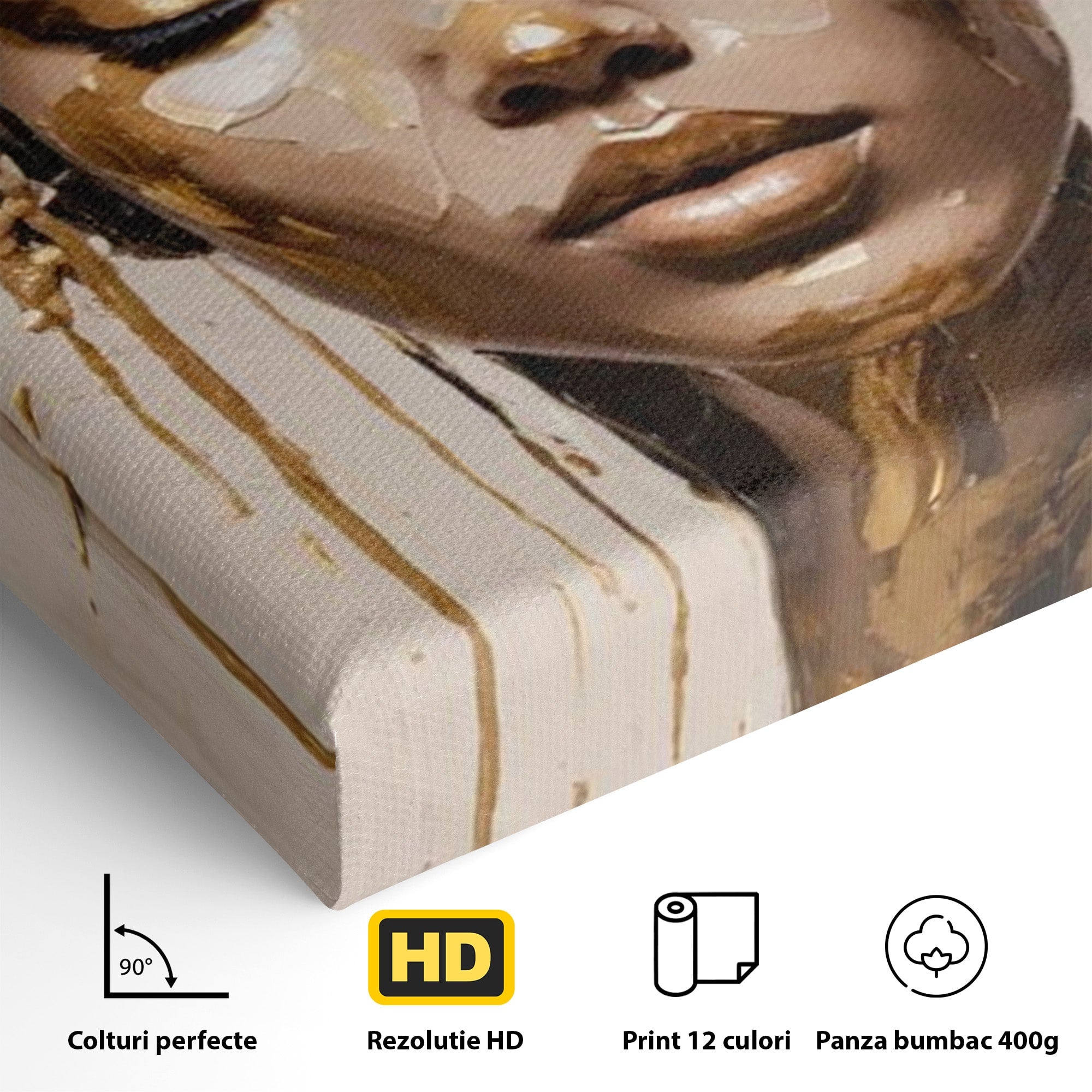 Tablou Canvas Premium LuxCanva® PI1046, Portret Regal, Stralucire, Femeie, Turban, Arta Abstracta, Eleganta, Dormitor, Culori Vibrante